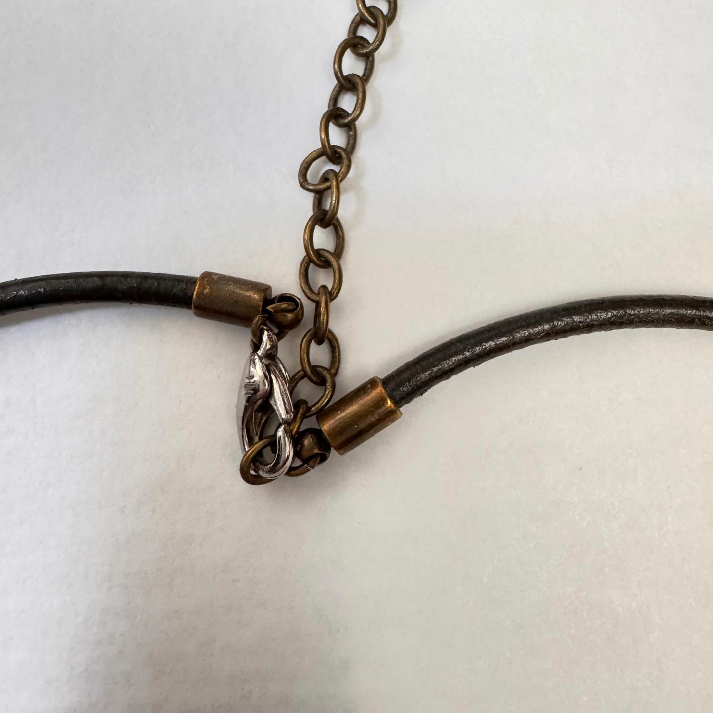Signed Lia Sophia Gold Tone Round Pendant Necklace – Black Cord Modern Boho