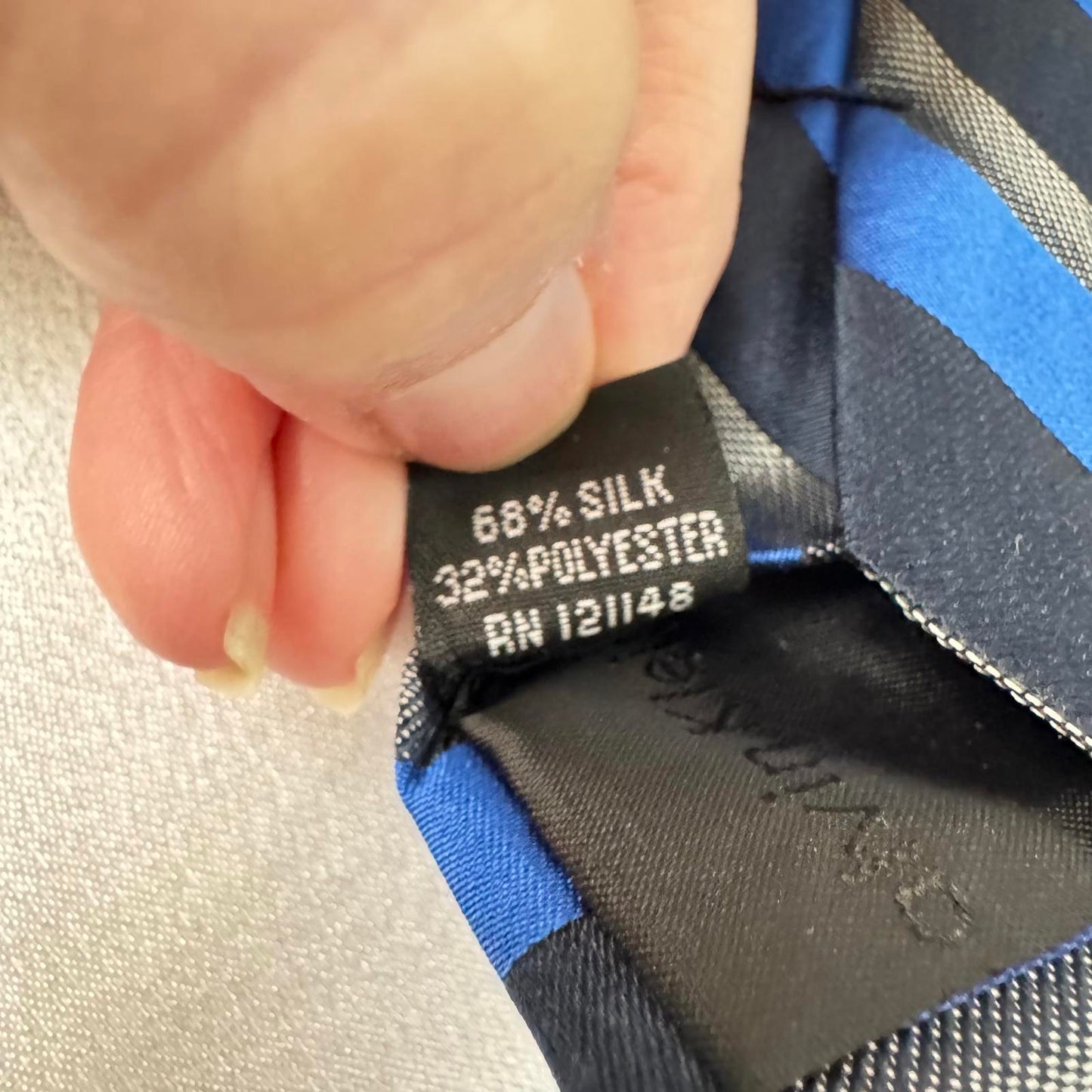 Calvin Klein Slim Blue Striped Tie Silk Poly Blend