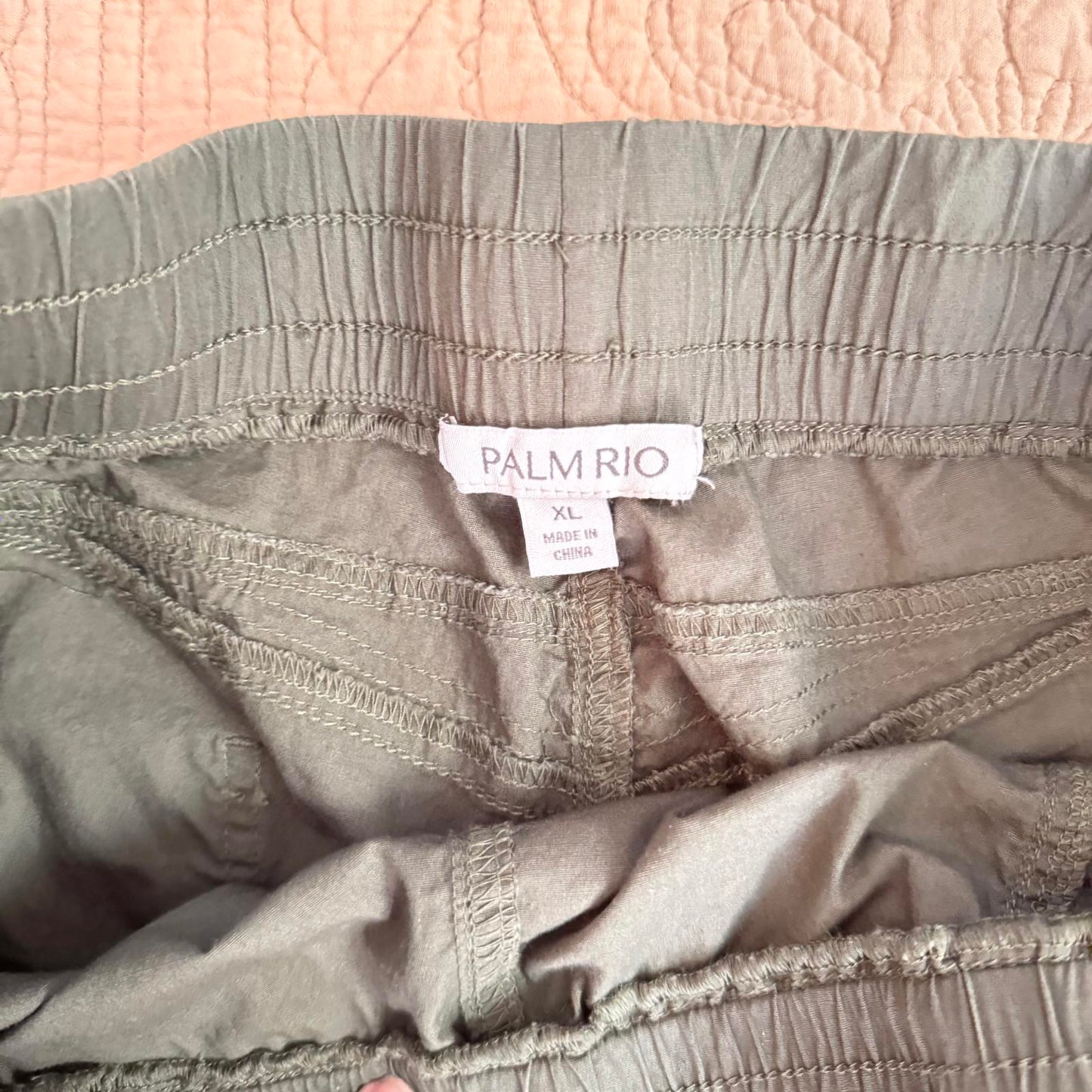 Army Green Cargo Pants Women's Size XL Wear Drawstring Rollup Tab Cuff