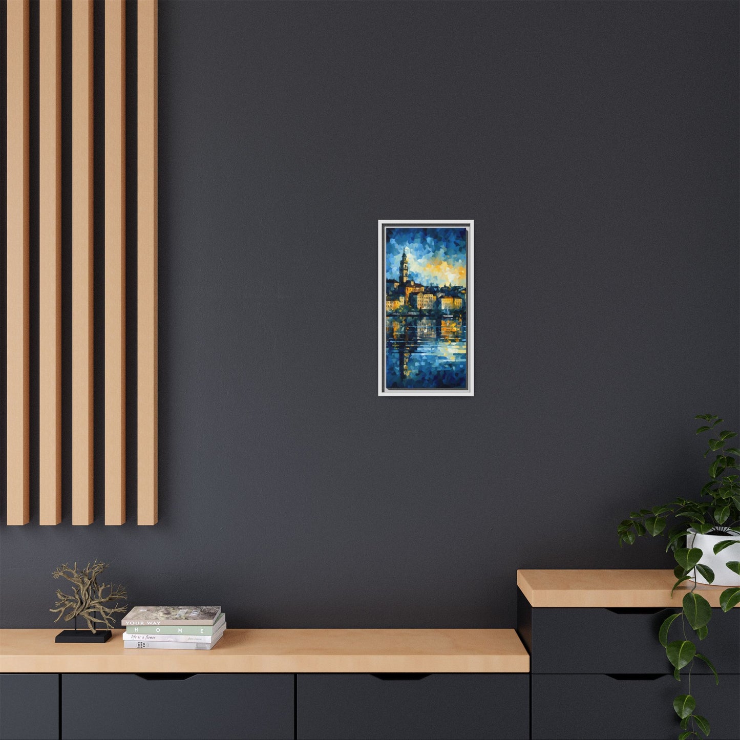 Colorful Framed Matte Canvas Art - Vibrant Cityscape Wall Decor
