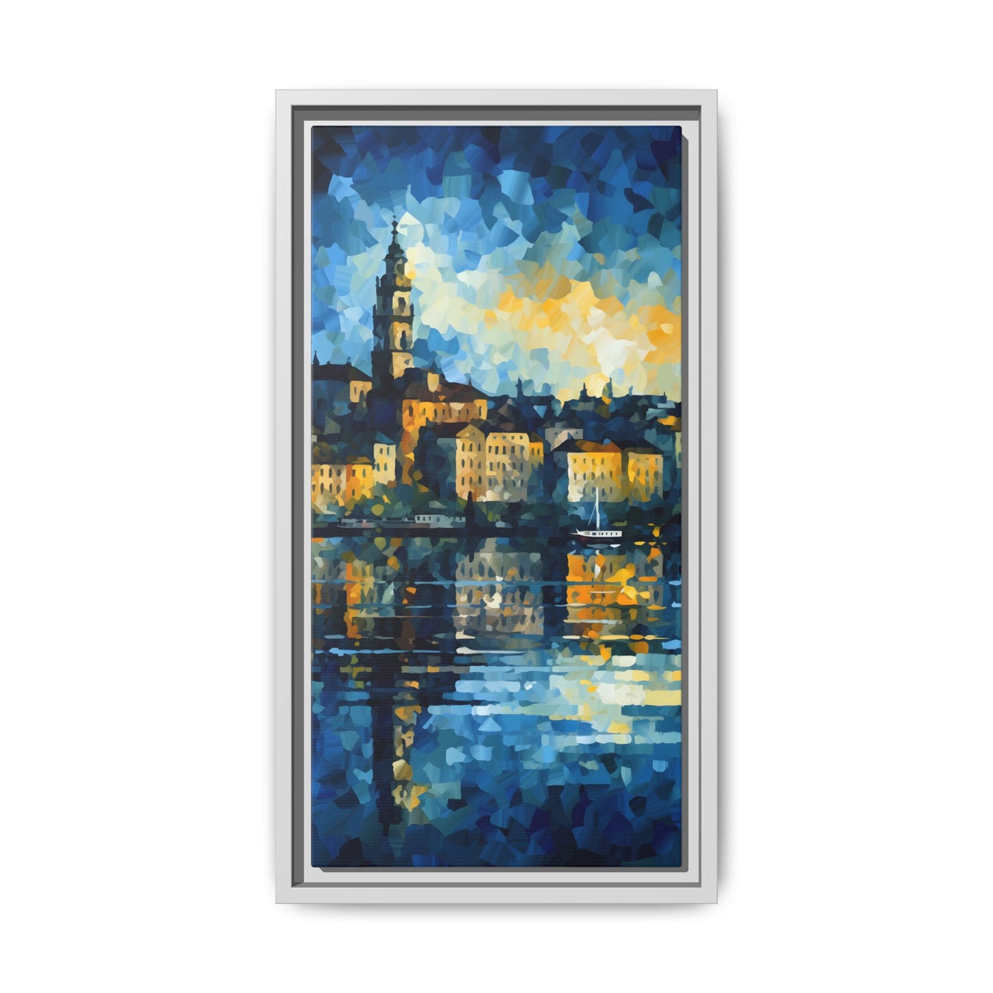 Colorful Framed Matte Canvas Art - Vibrant Cityscape Wall Decor