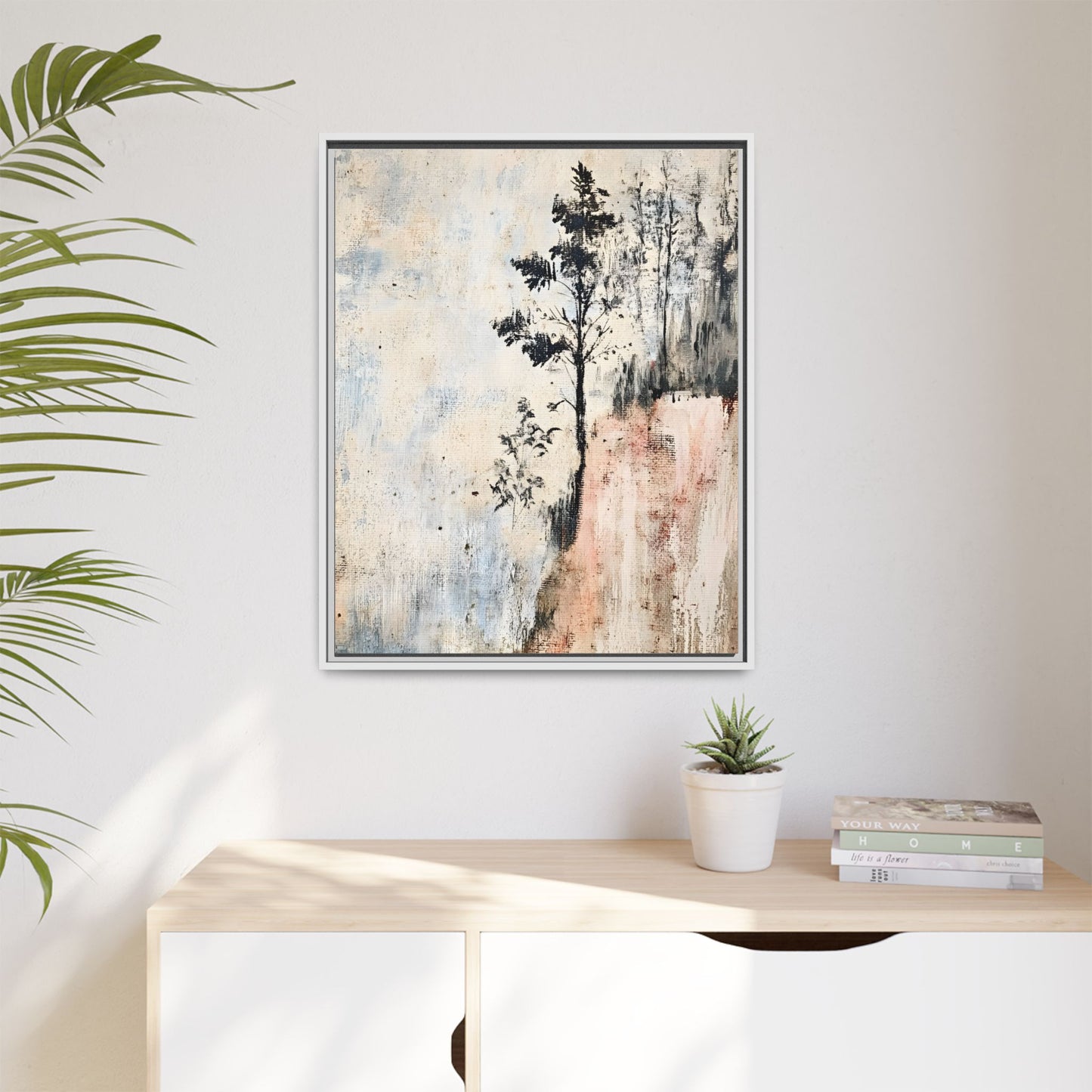 Muted Abstract Nature Art Framed Matt Canvas Art