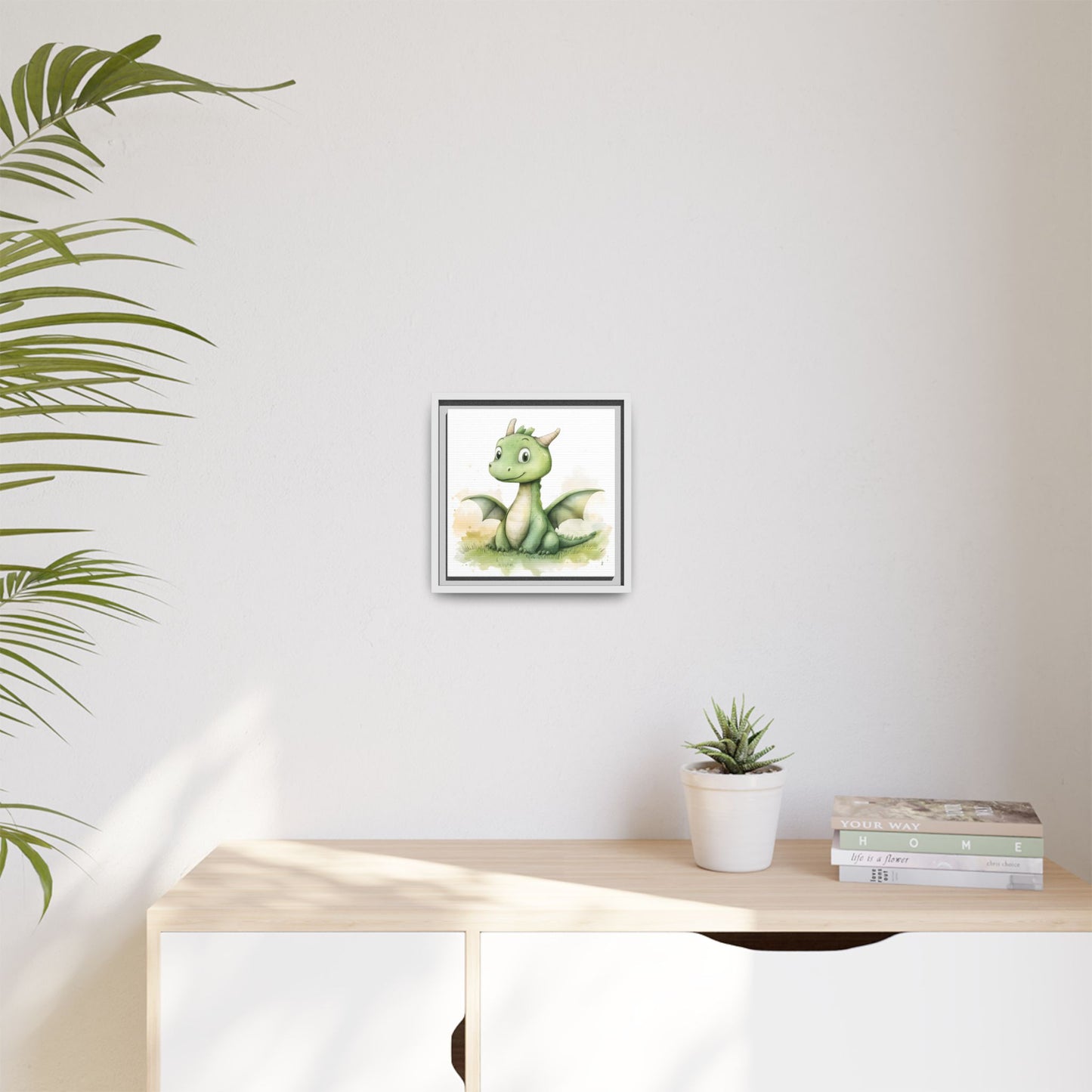 Cute Dragon Matte Canvas Wall Art - Framed Decor for Kids' Rooms