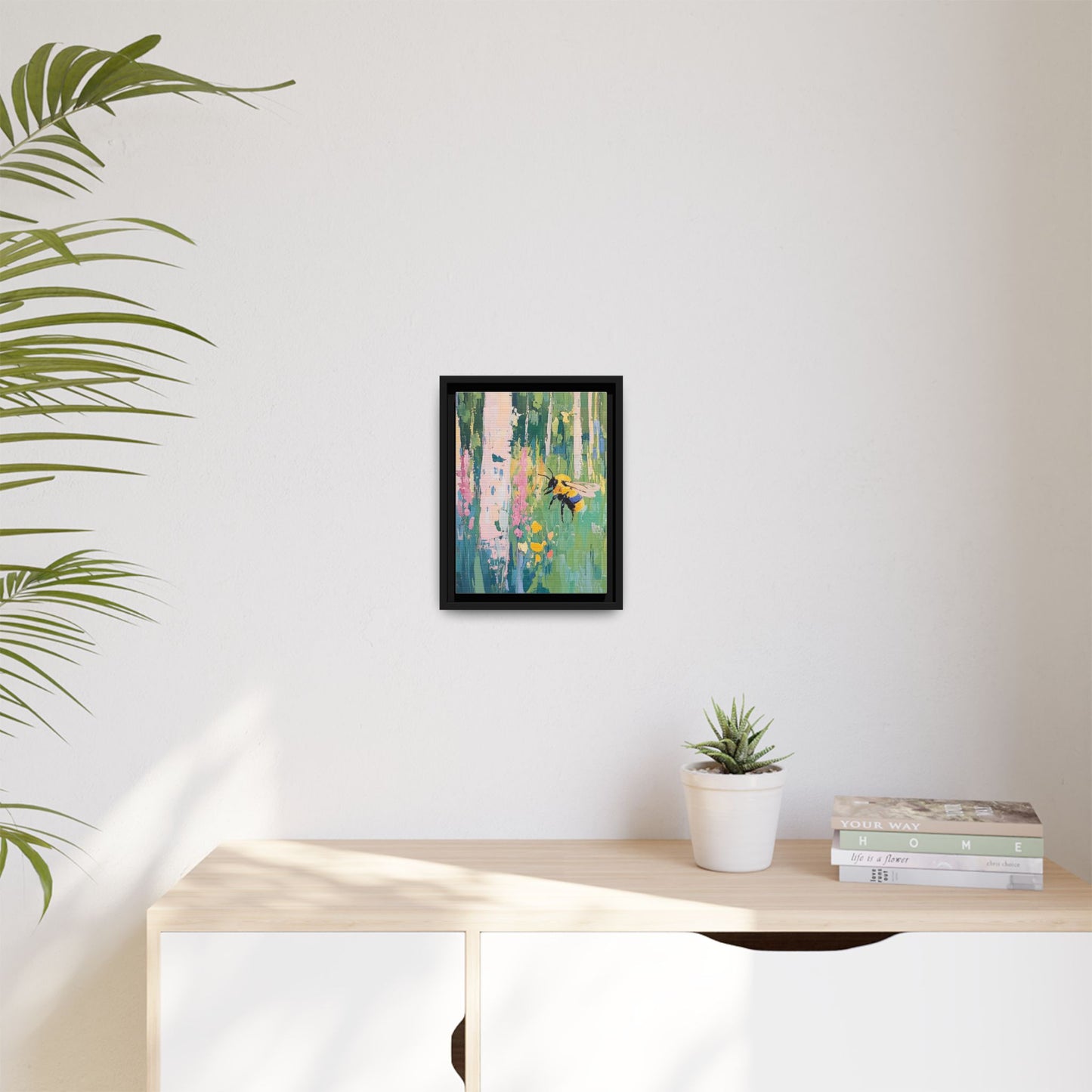 Bee Floral Canvas Art - Vibrant Framed Decor for Nature Lovers
