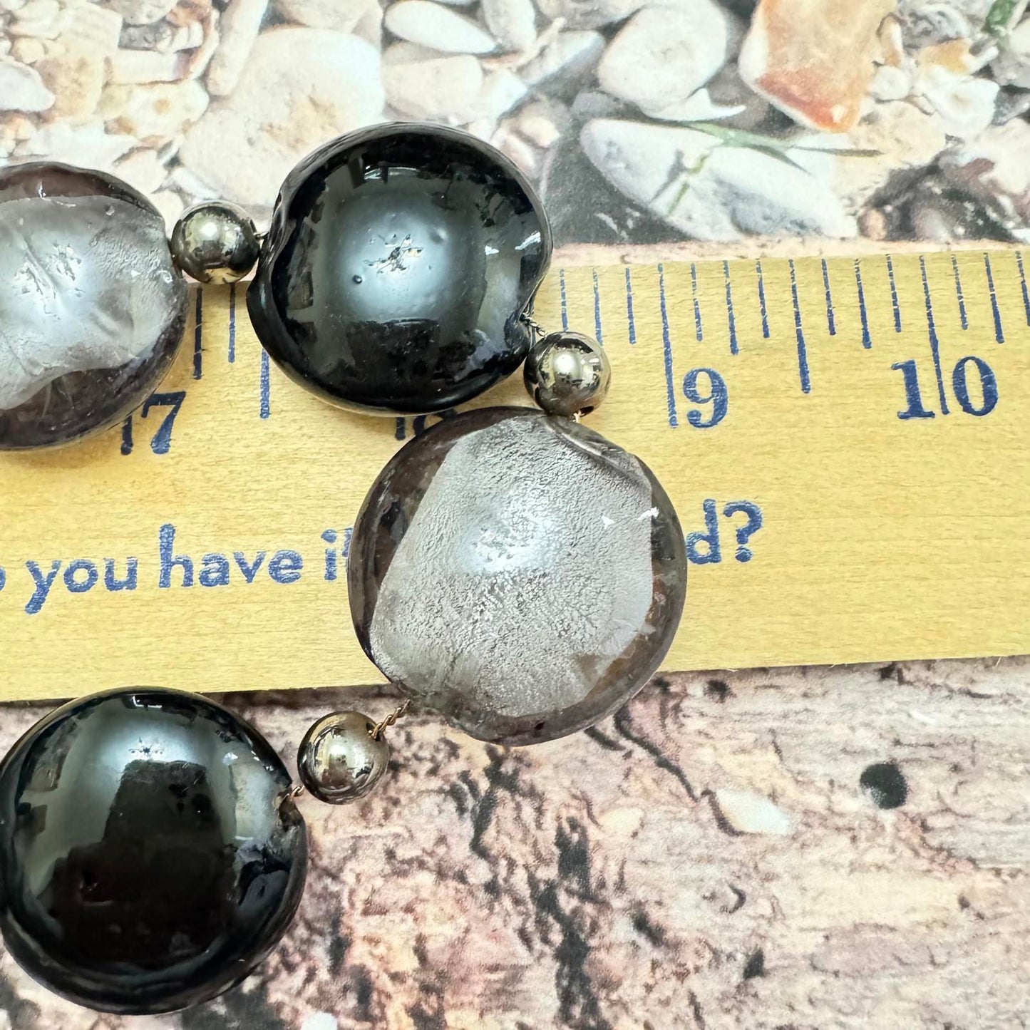 Stylish Black and Silver Beaded Necklace with Matching Earrings