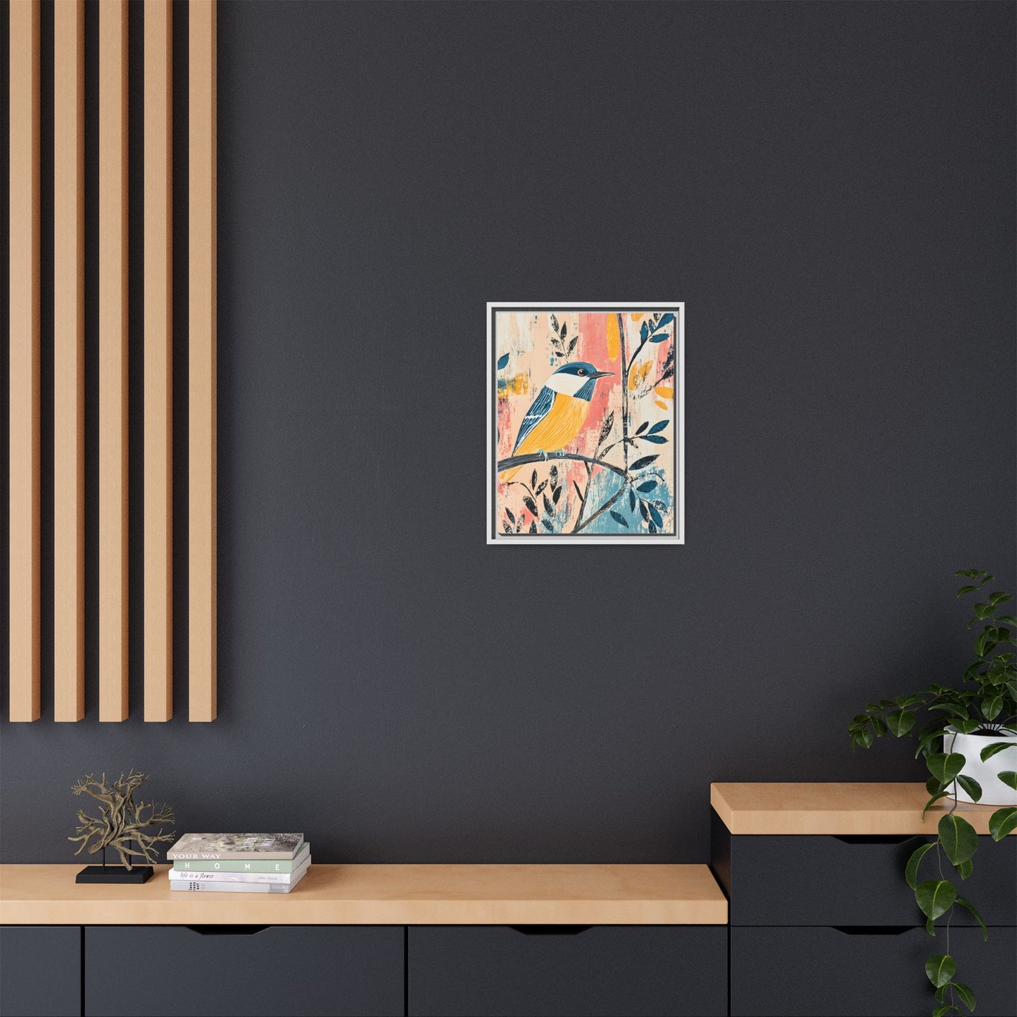 Colorful Bird Wall Art Print - Matte Canvas Framed Decor