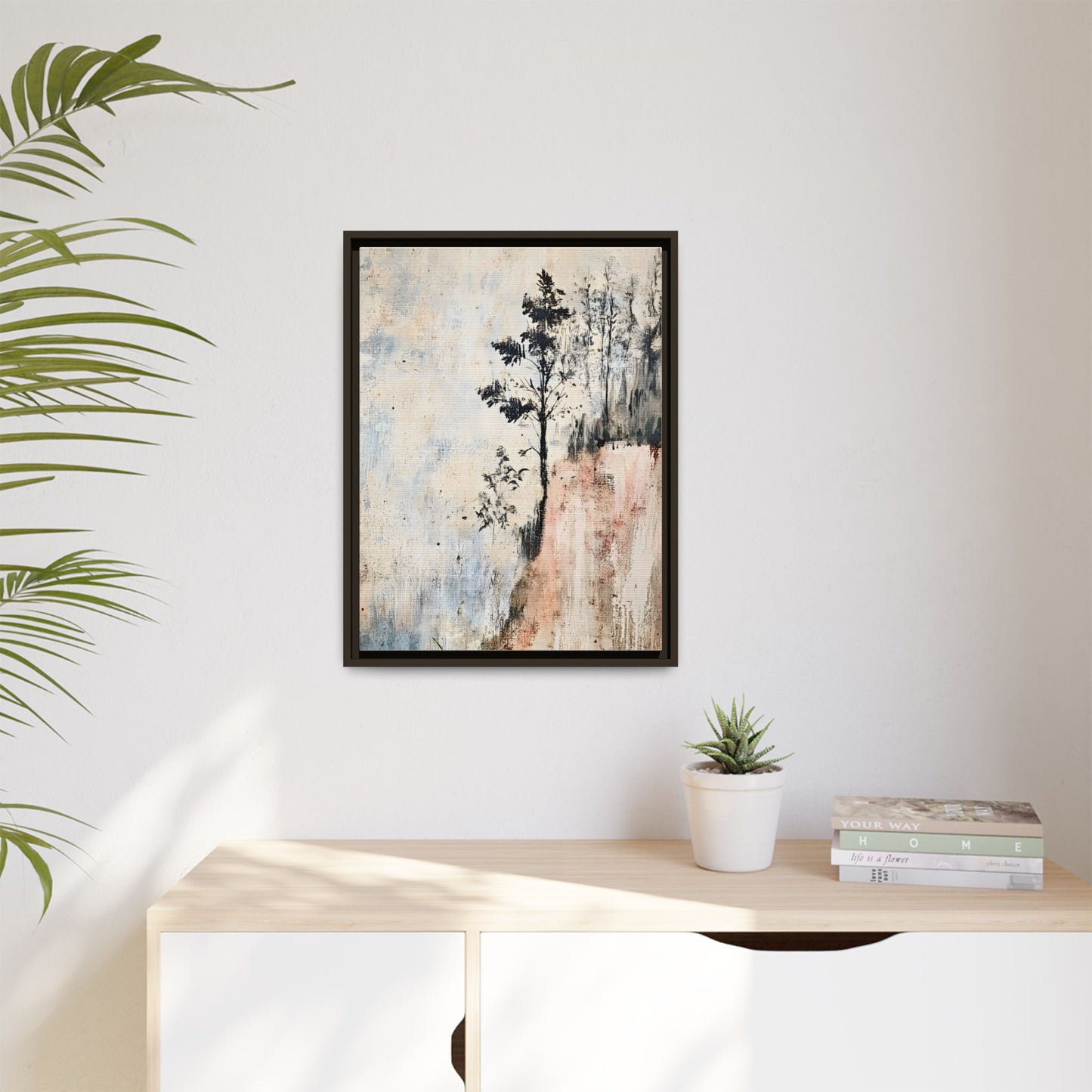 Muted Abstract Nature Art Framed Matt Canvas Art