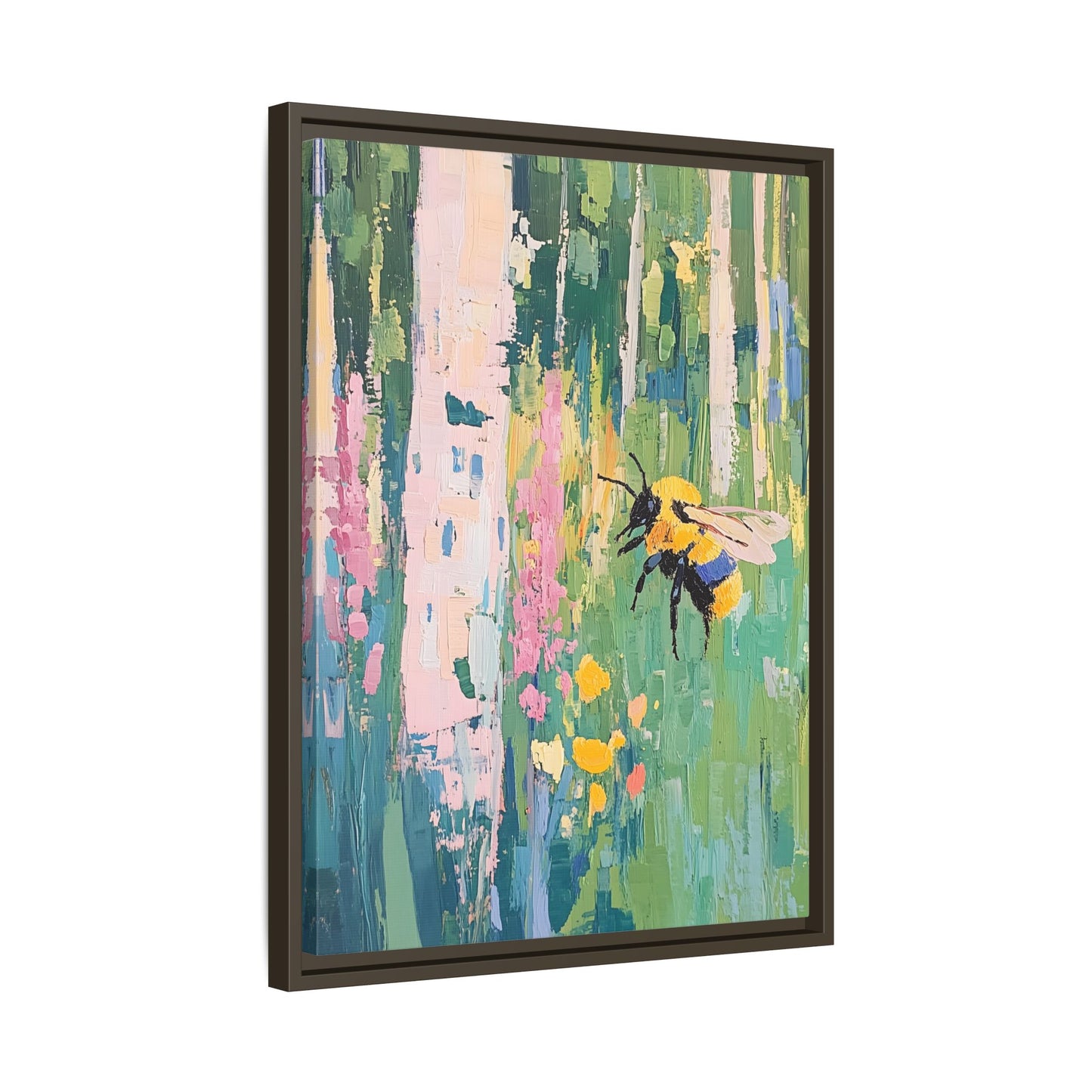 Bee Floral Canvas Art - Vibrant Framed Decor for Nature Lovers
