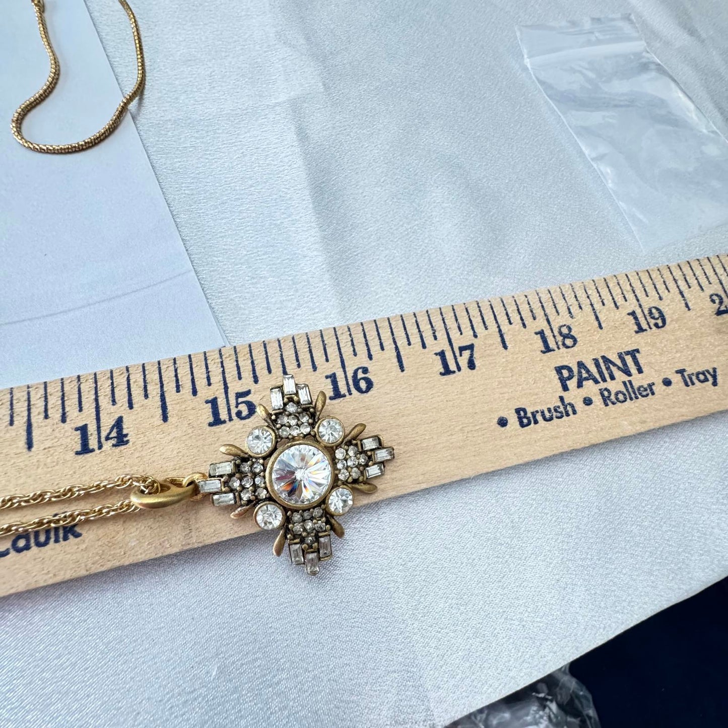 Vintage Gold Tone and Rhinestone Pendant Necklace with Coordinating Bracelet