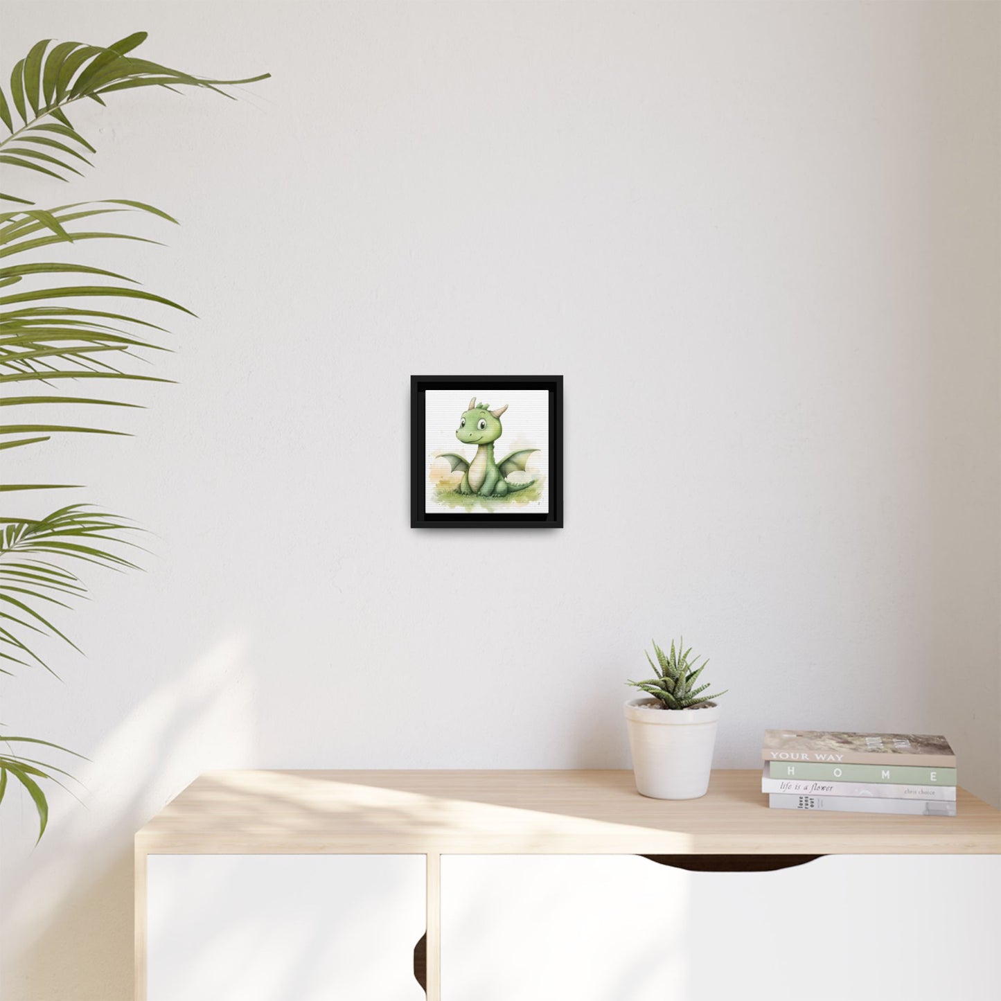 Cute Dragon Matte Canvas Wall Art - Framed Decor for Kids' Rooms