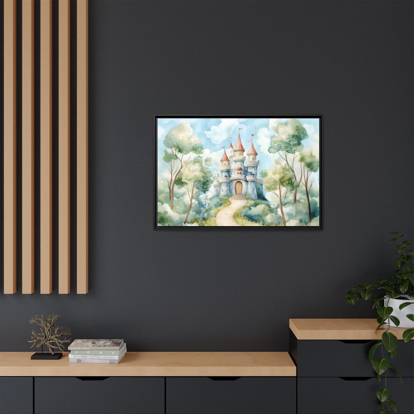 Whimsical Castle Art Print | Framed Matte Canvas for Home Decor