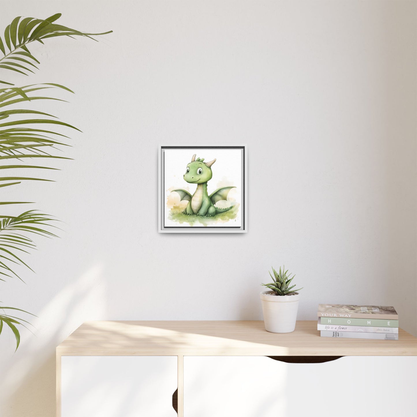 Cute Dragon Matte Canvas Wall Art - Framed Decor for Kids' Rooms