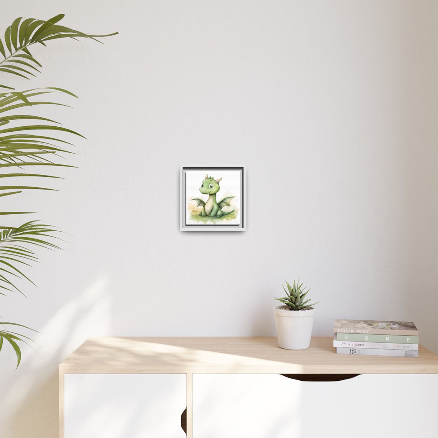 Cute Dragon Matte Canvas Wall Art - Framed Decor for Kids' Rooms