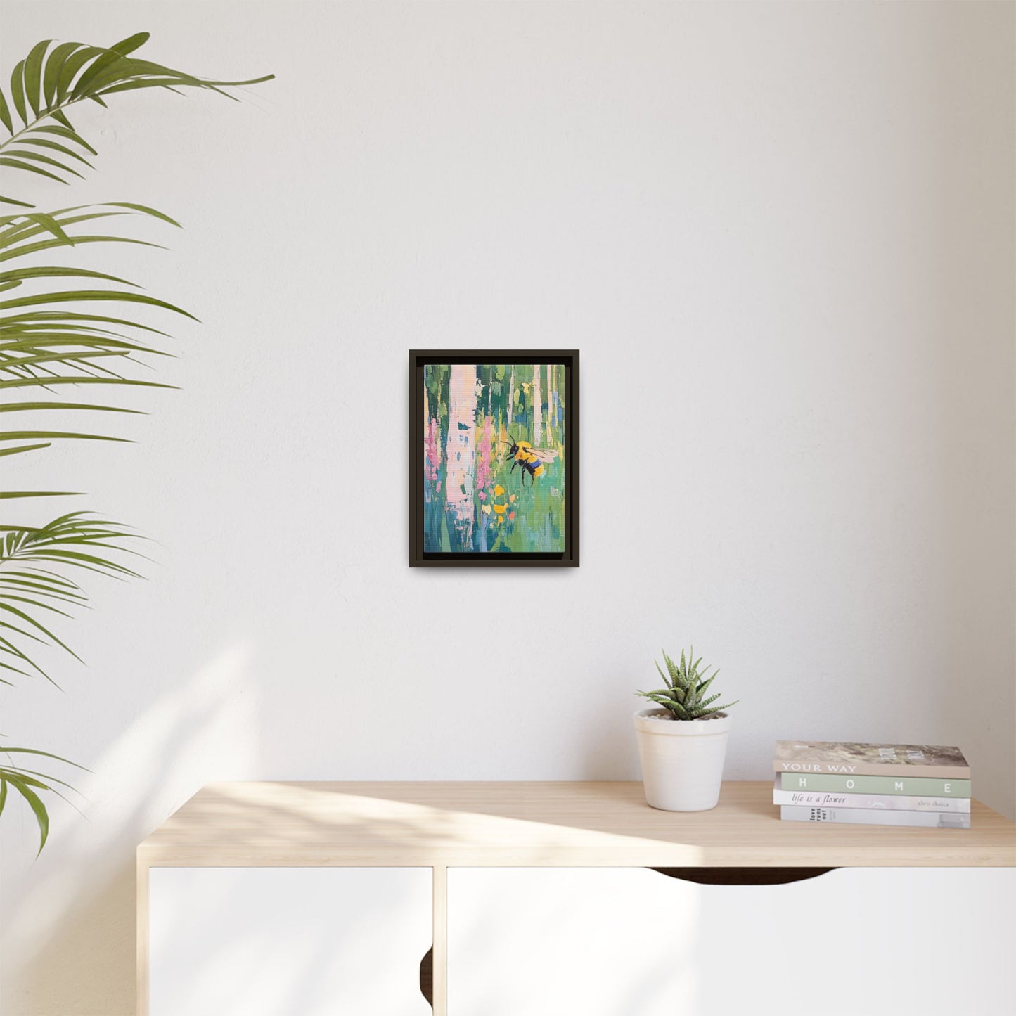 Bee Floral Canvas Art - Vibrant Framed Decor for Nature Lovers