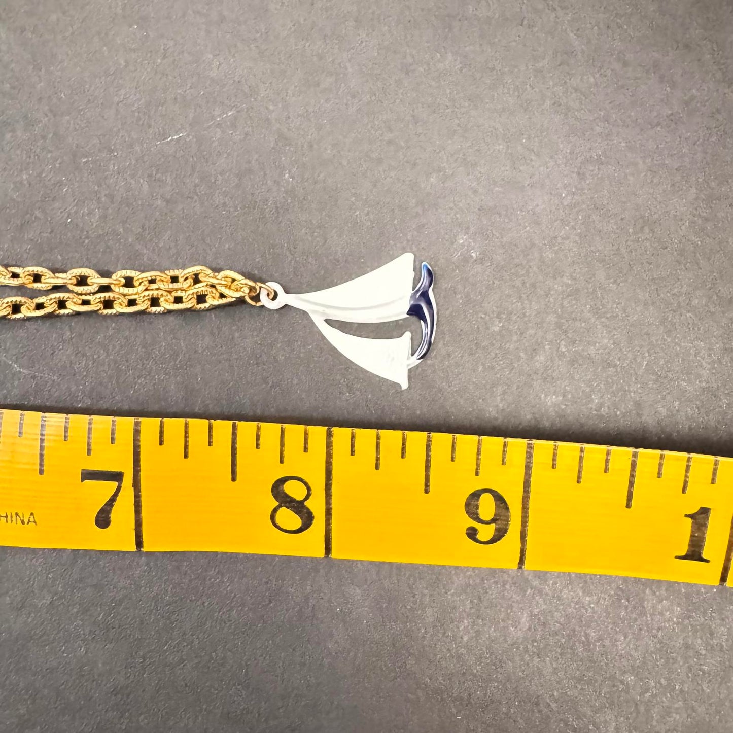 Nautical Charm Necklace – Sailboat & Anchor on Gold Tone Chain, Coastal Style