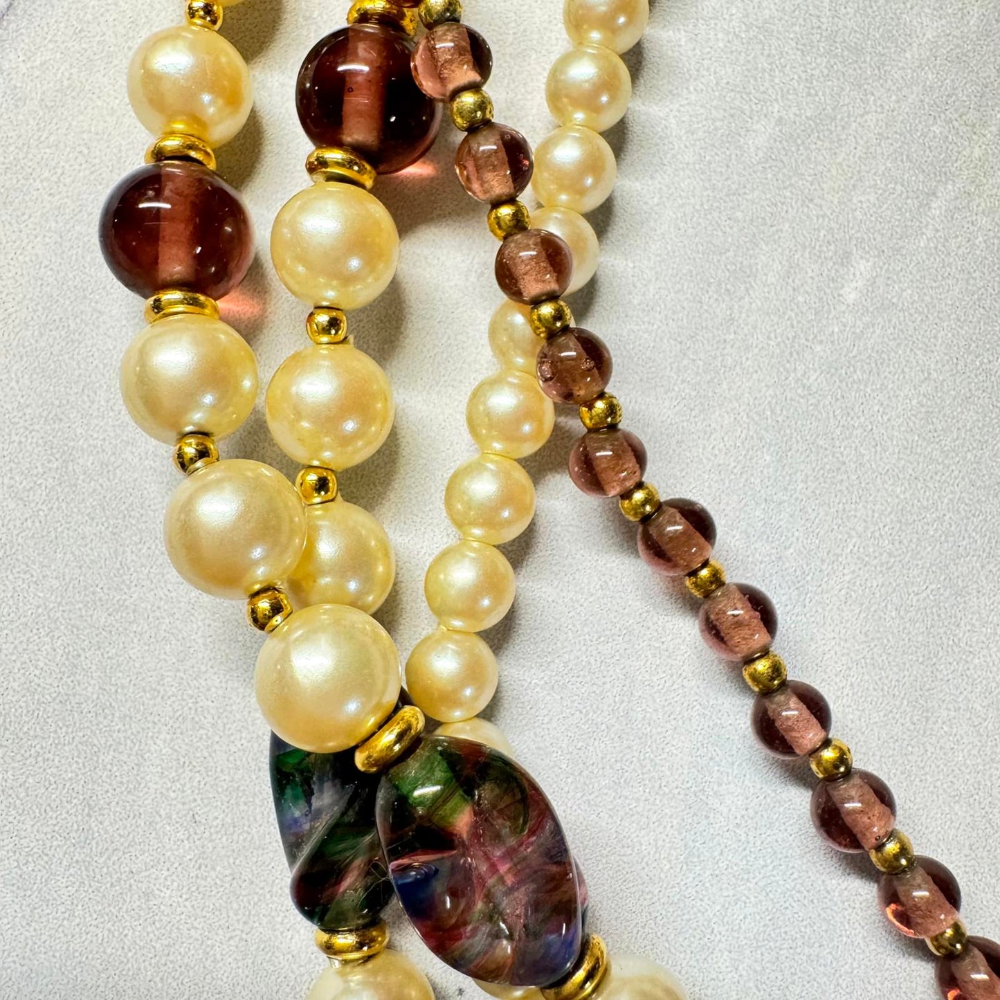 Vintage Marvella Multi-Strand Faux Pearl and Glass Bead Necklace