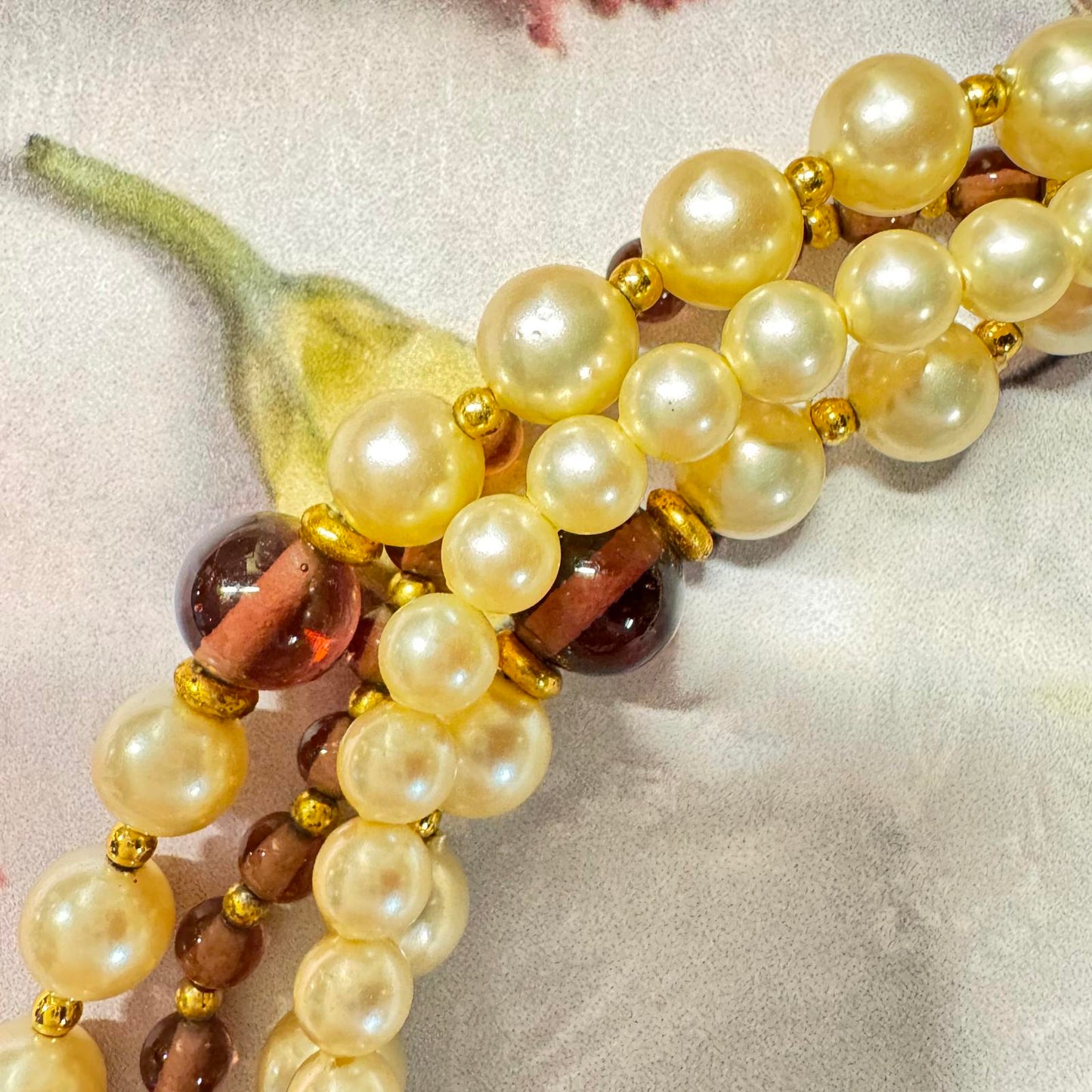 Vintage Marvella Multi-Strand Faux Pearl and Glass Bead Necklace
