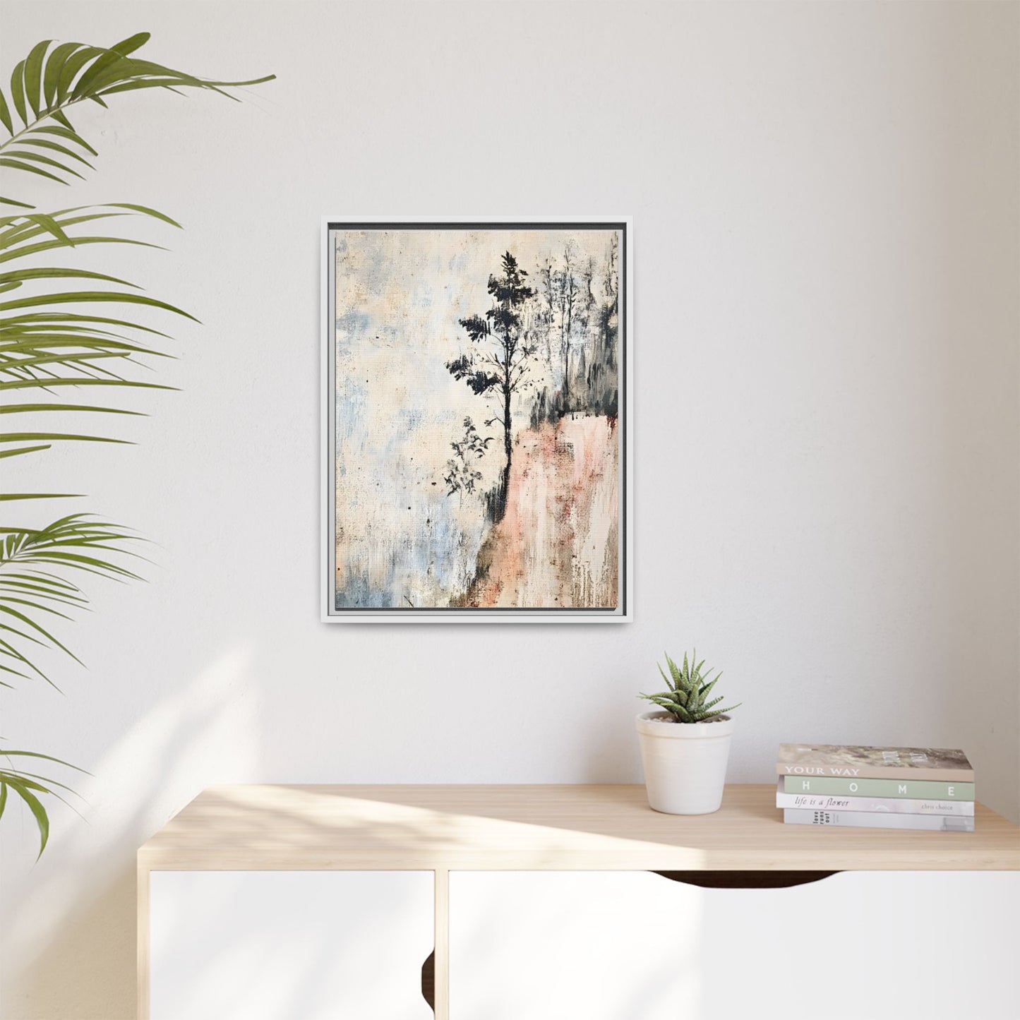 Muted Abstract Nature Art Framed Matt Canvas Art