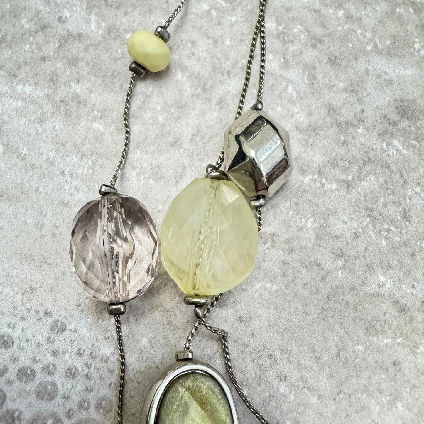 NY and Co Multi-Layer Light Green and Silver Tone Statement Necklace BoHo Beachy