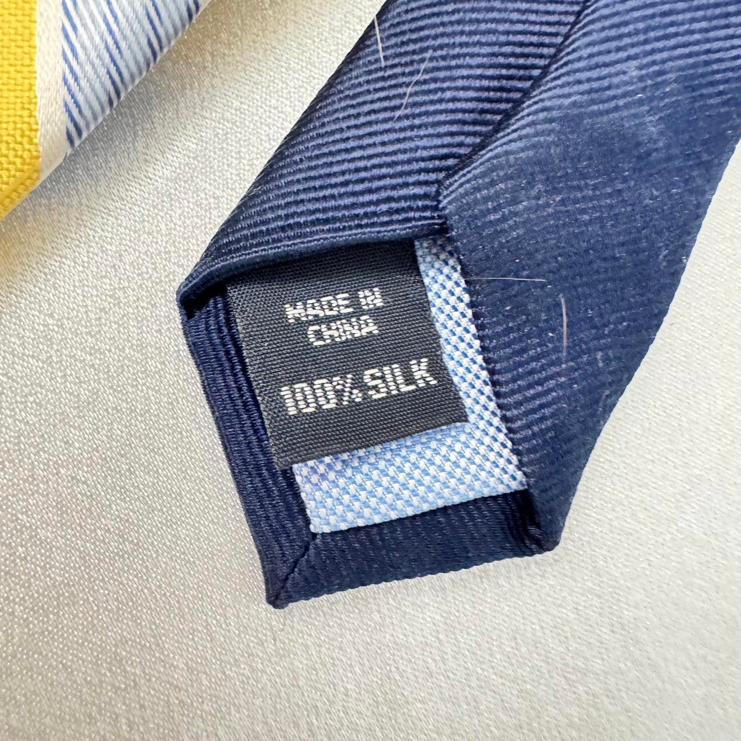 Tommy Hilfiger Striped Silk Tie - Yellow & Blue 100% Silk