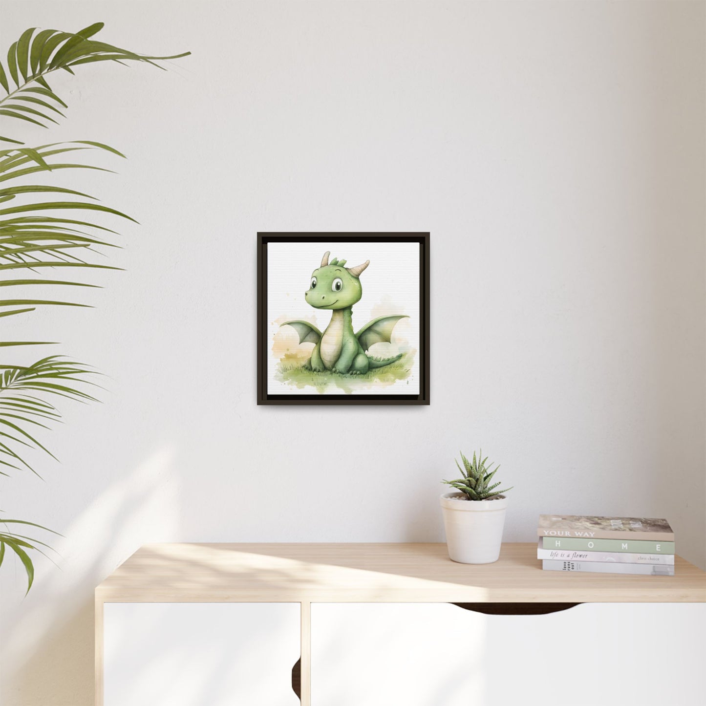 Cute Dragon Matte Canvas Wall Art - Framed Decor for Kids' Rooms