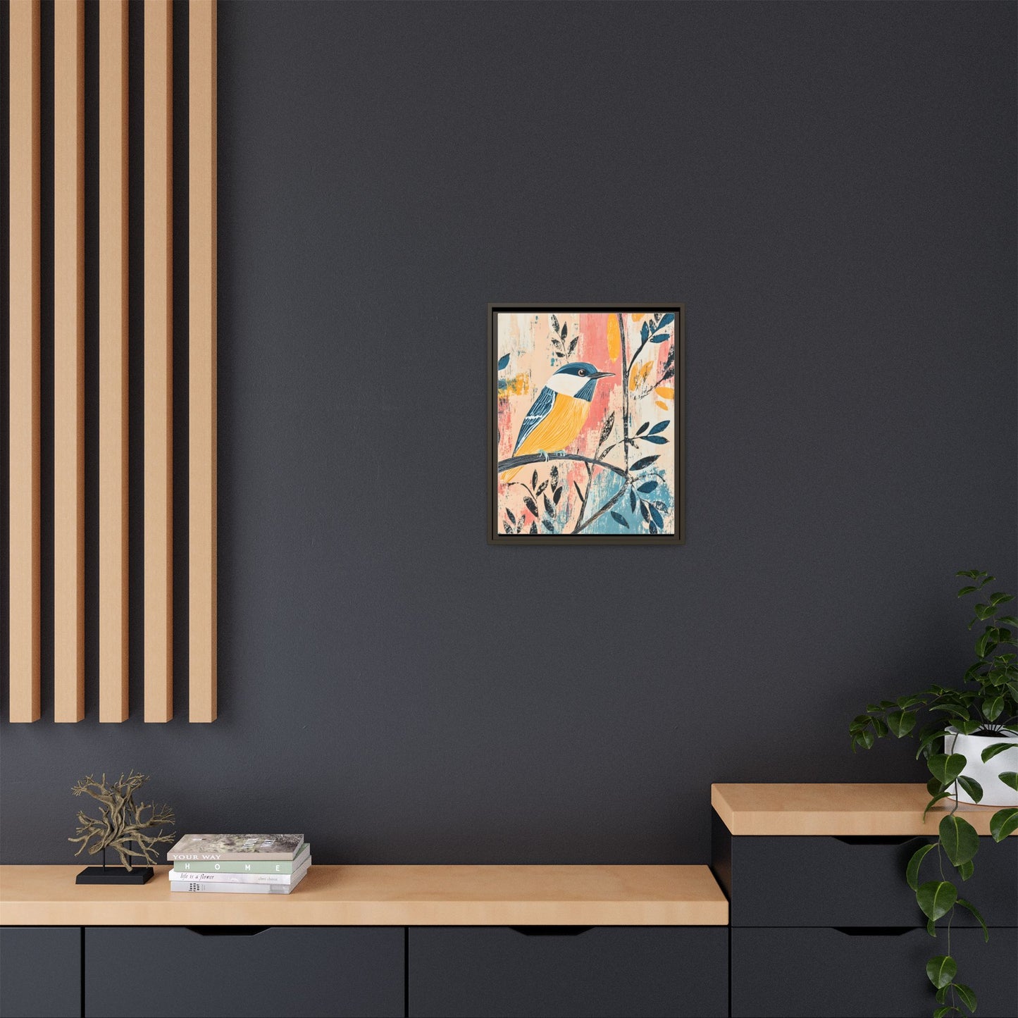 Colorful Bird Wall Art Print - Matte Canvas Framed Decor