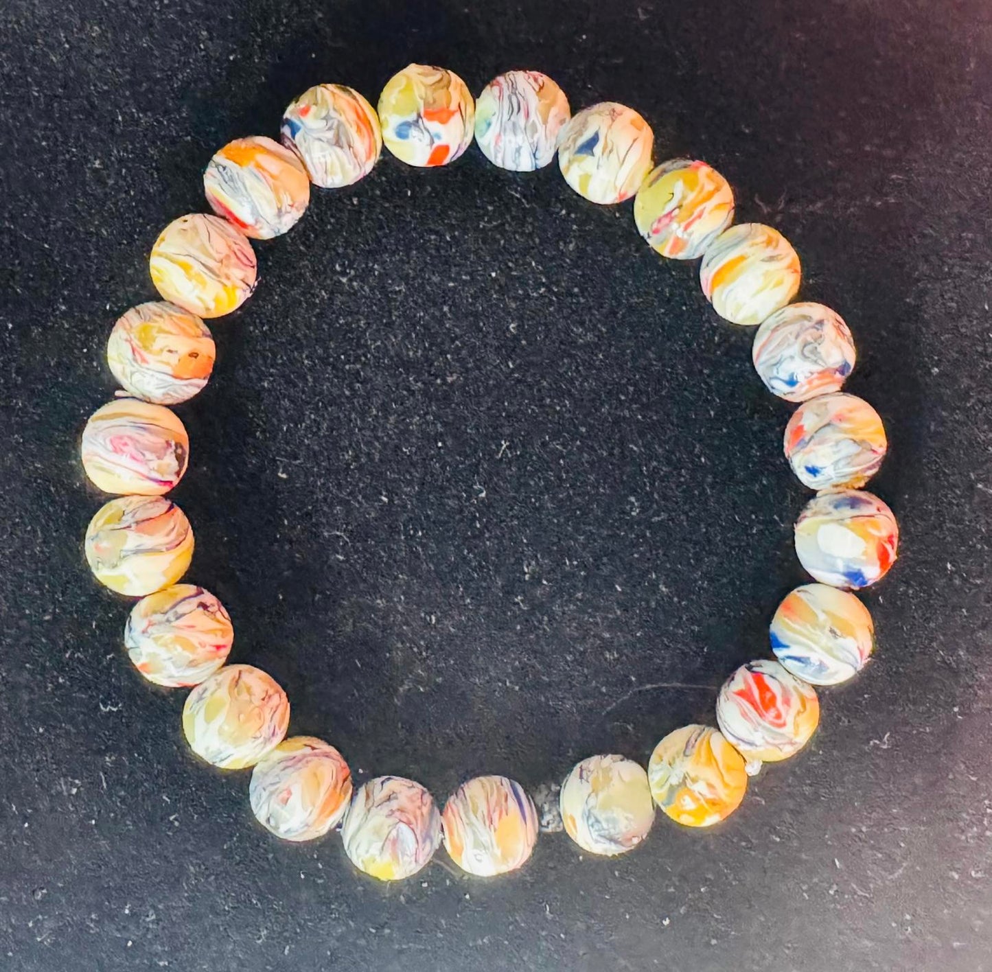 Beaded Colorful Marbled Stretch Bracelet