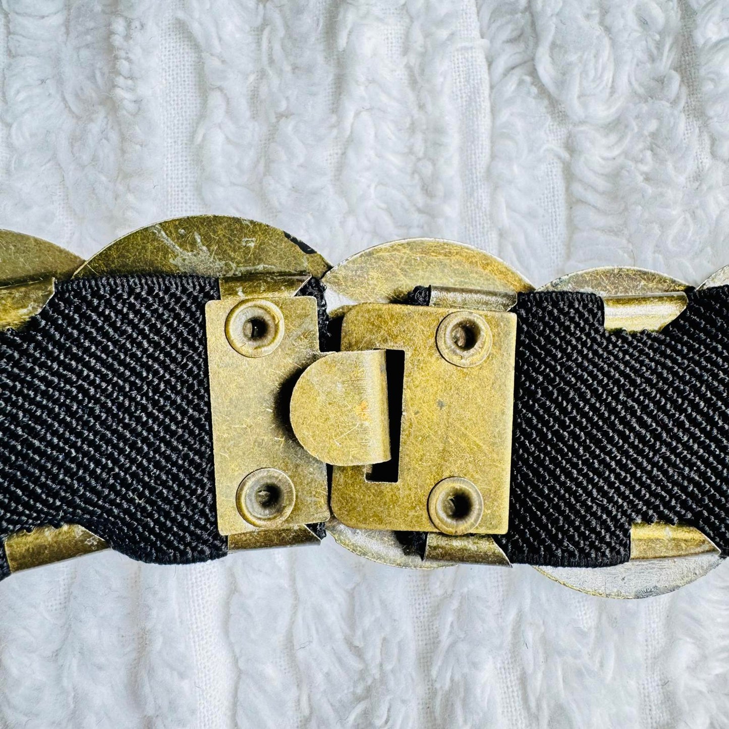 Stylish Gold & Black Leopard Print Stretch Belt Chunky Statement Belt