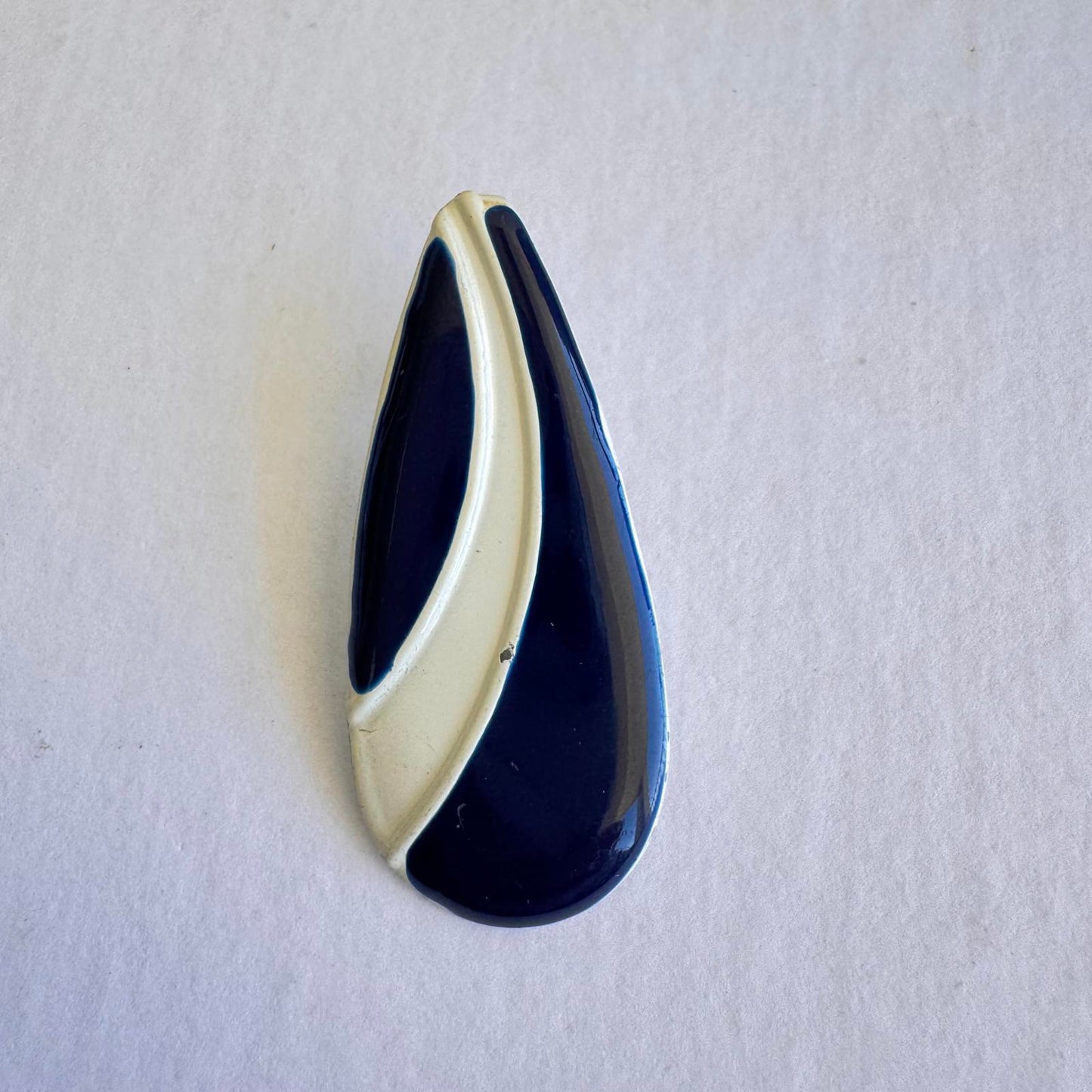 Vintage Elegant Navy and White Drop Enamel Earrings