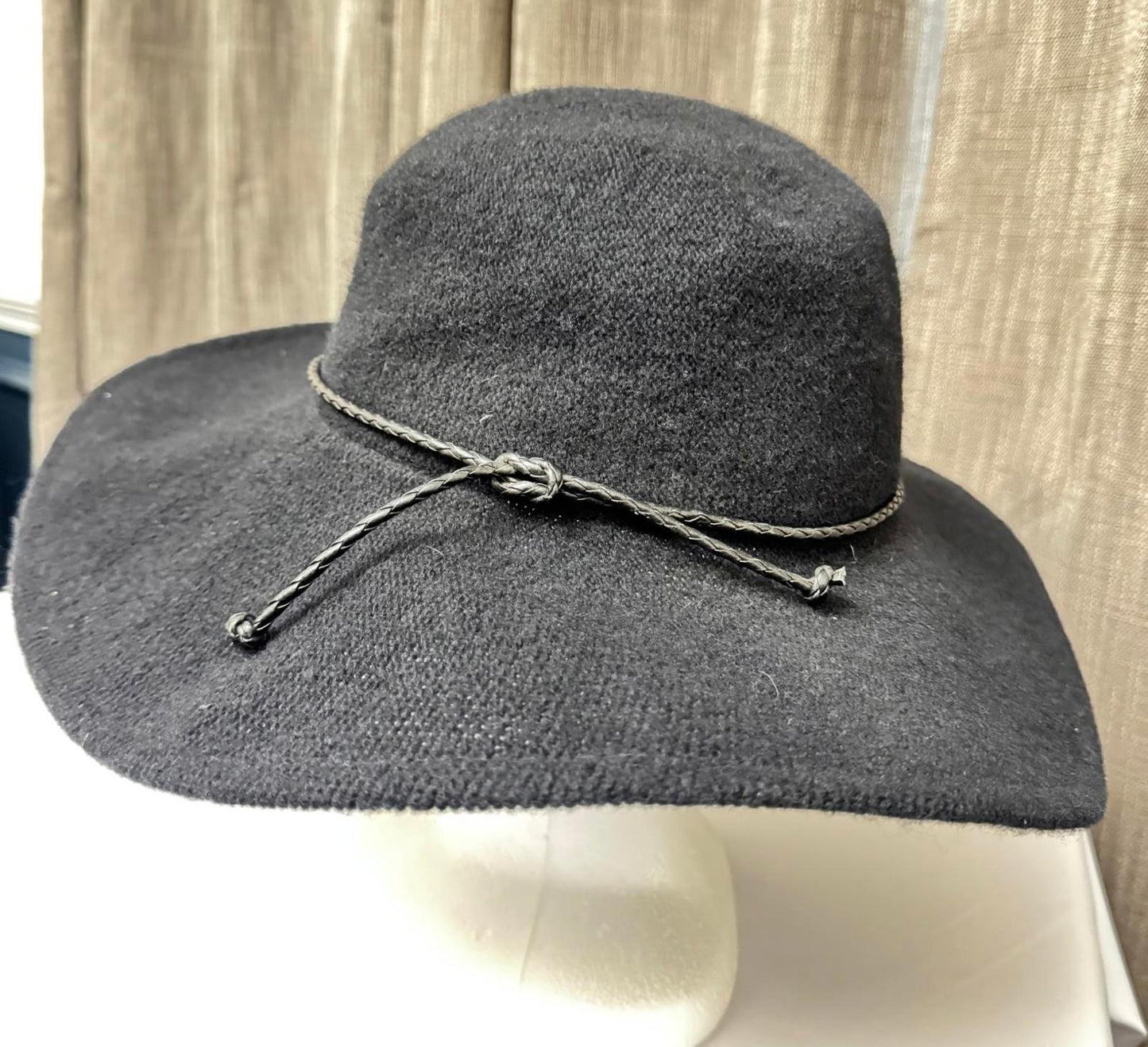 Chic Wide Brim Hat by Fourbuttons Black Women's Floppy Hat One Size BoHo Style