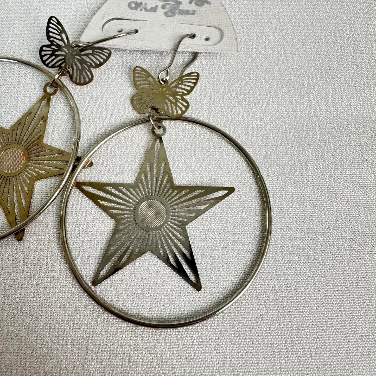 Vintage Star & Butterfly Hoop Earrings NWT