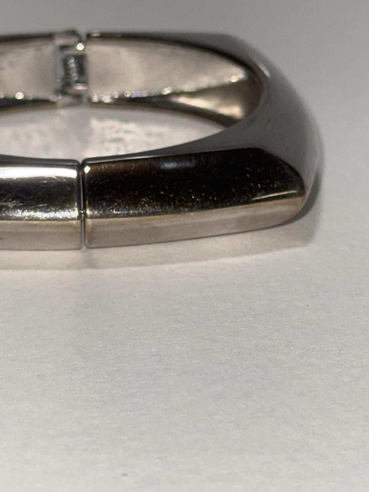 Stylish Silver Tone Bangle Bracelet Square Vintage Retro Design, 80's Glam
