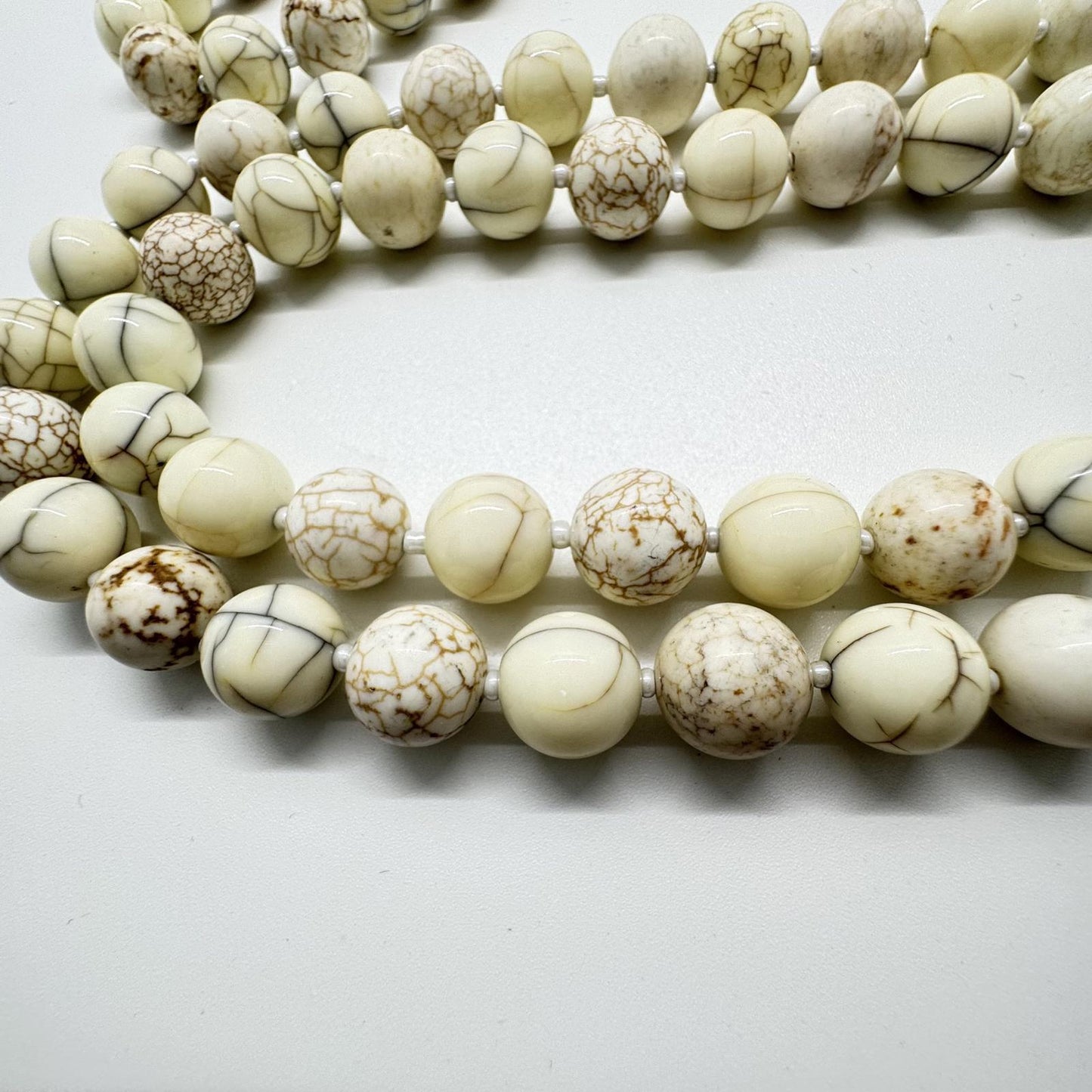 Chico’s Long White Howlite Beaded Necklace – Layered Boho Statement Jewelry