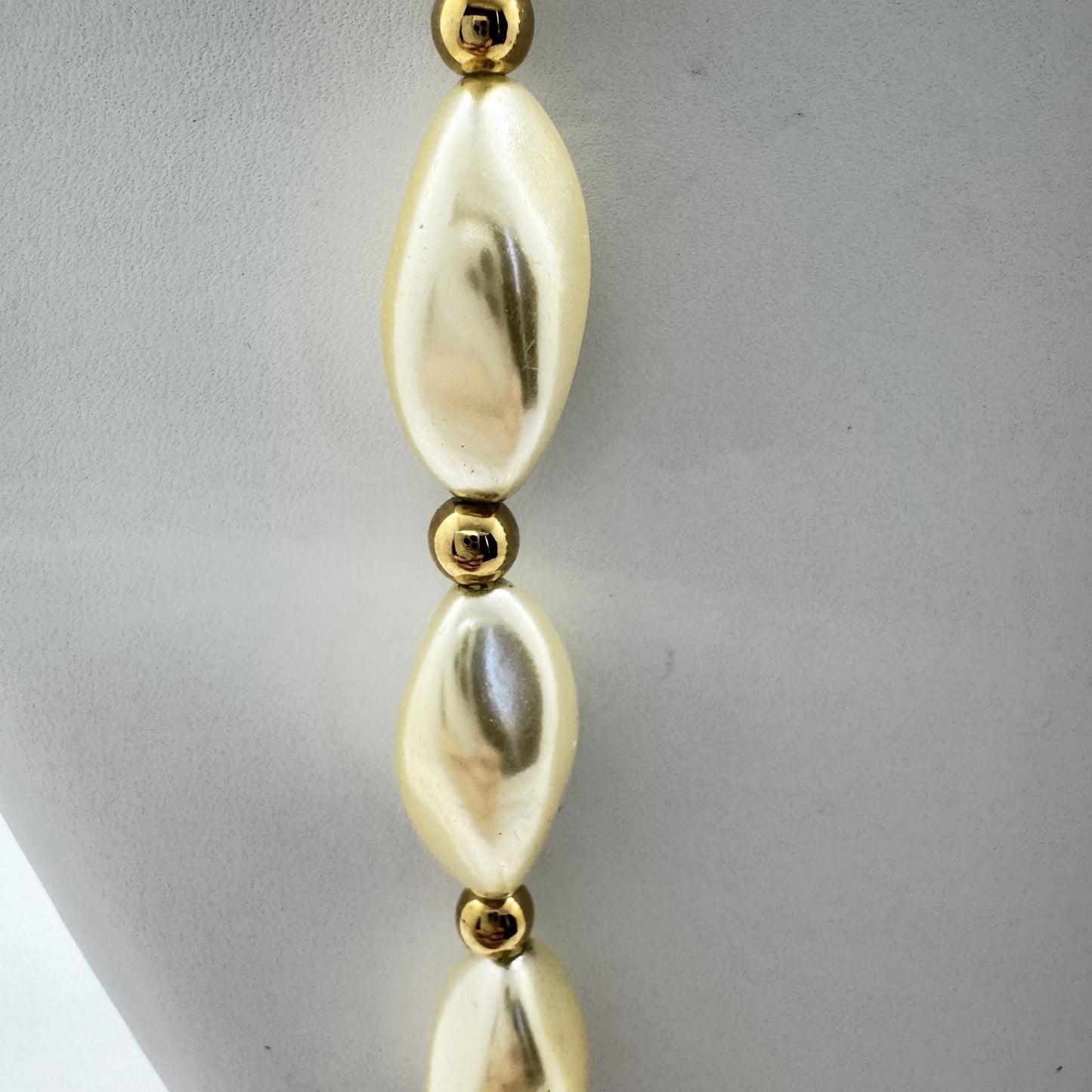 Vintage Napier Faux Pearl Gold-Tone Necklace – Classic & Elegant Statement Piece