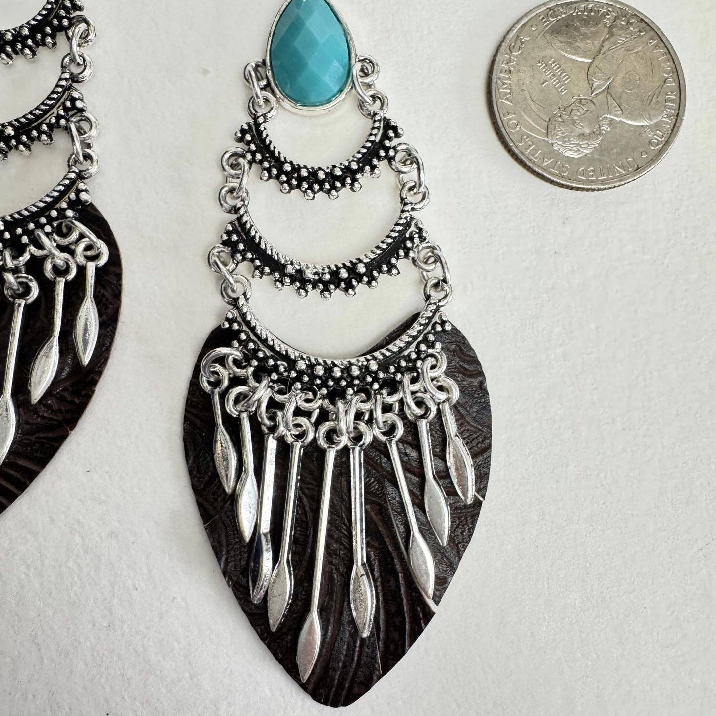 Chic Turquoise Dangle Earrings – Boho Feather Drop Jewelry