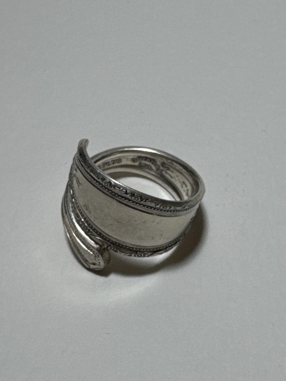 Stylish Vintage Silver Spoon Wrap Ring XL Size Ring Size 11