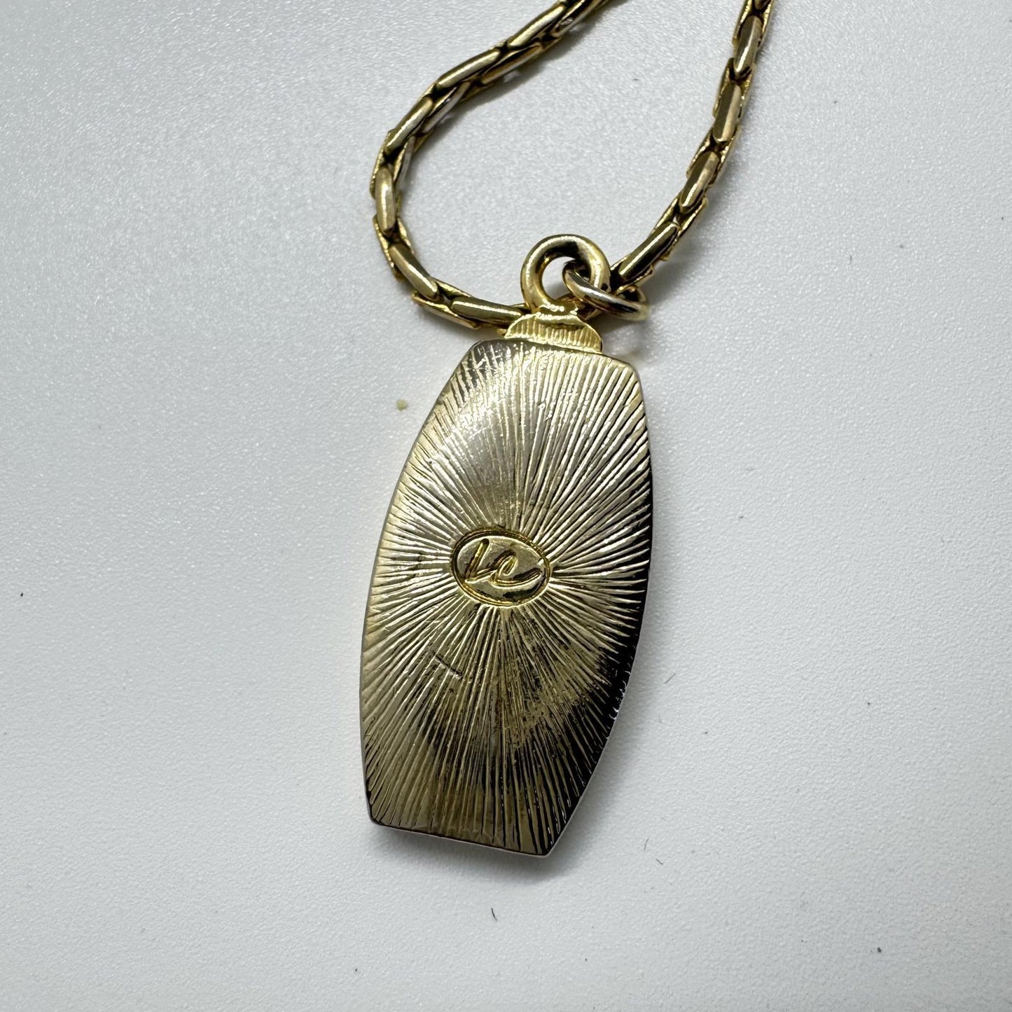 VTG Gold-Tone Pendant Necklace, Boho Chic Minimalist Artisan Geometric LC