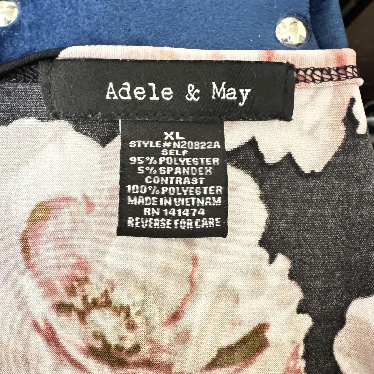 Adele & May Floral Blouse - Elegant XL Top with Bell Sleeves