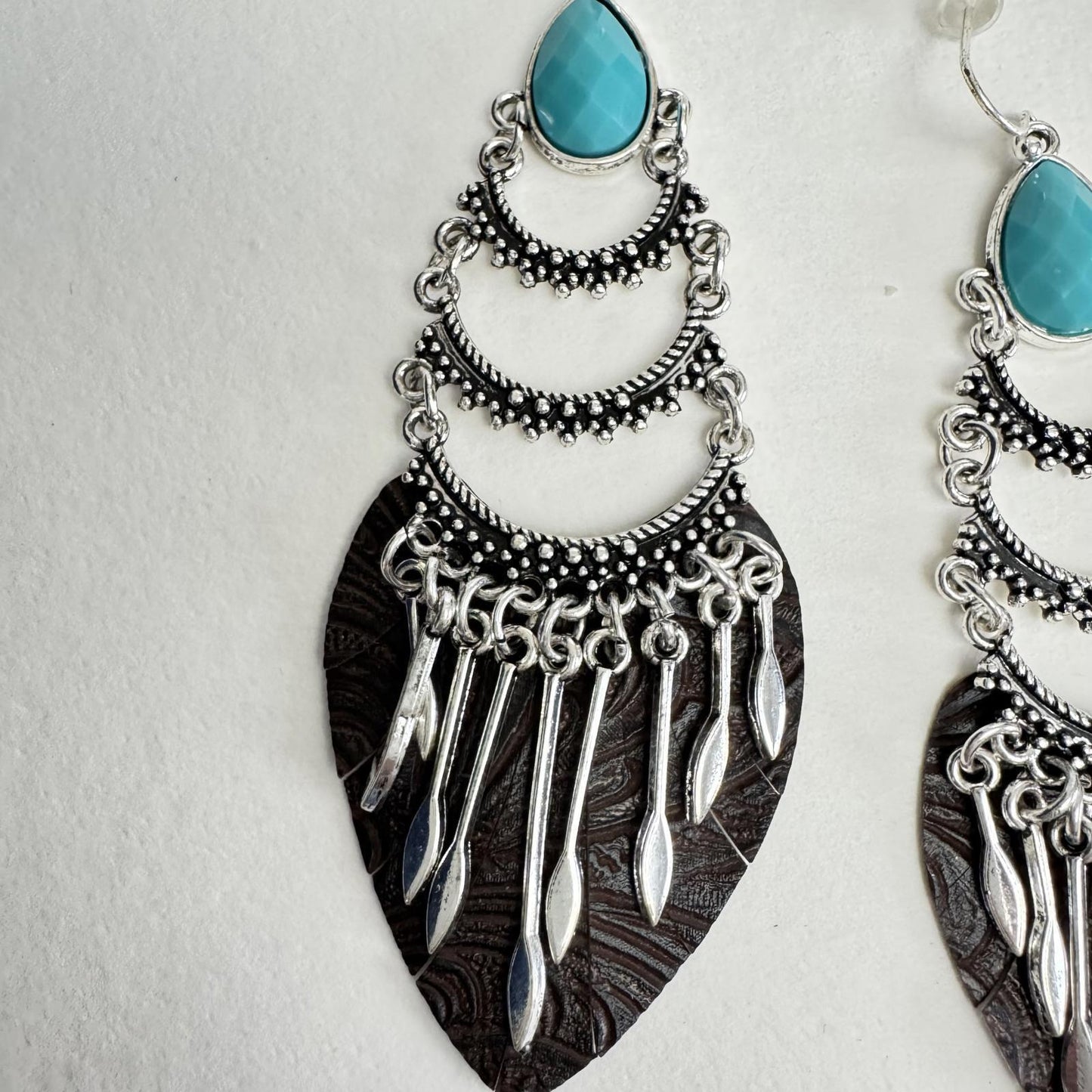 Chic Turquoise Dangle Earrings – Boho Feather Drop Jewelry