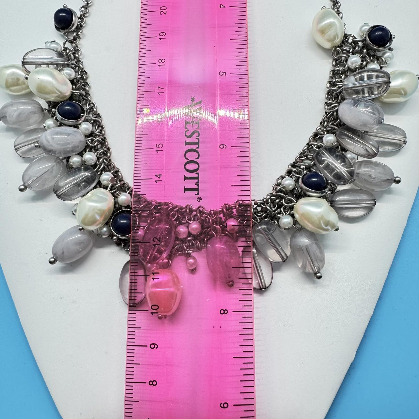 Talbots Statement Necklace – Layered Beads & Faux Pearl Bib, Elegant & Bold