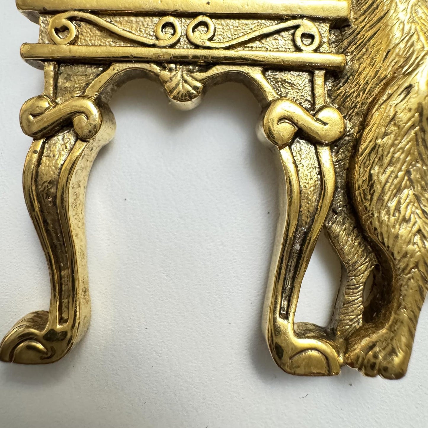 Whimsical Vintage Gold Cat & Fish Brooch – Kitsch Animal Lover Jewelry