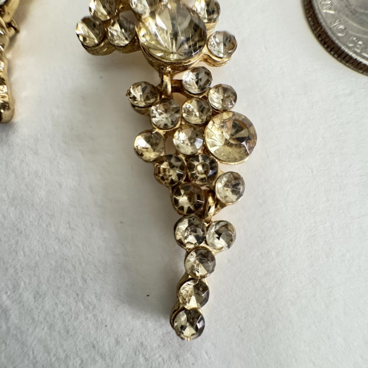 Glistening Gold Tone Crystal Earrings – Sparkling Dangle Jewelry - Wedding