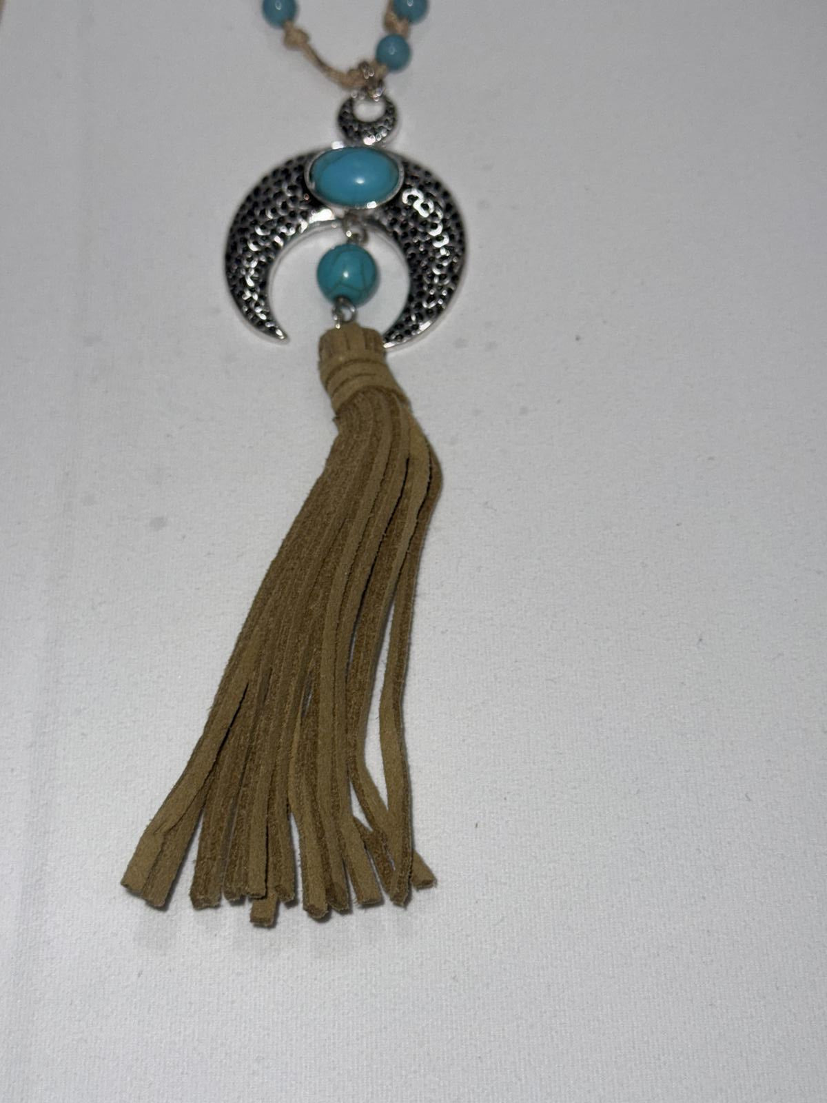 Stylish Turquoise Color Tassel Necklace BoHo Style