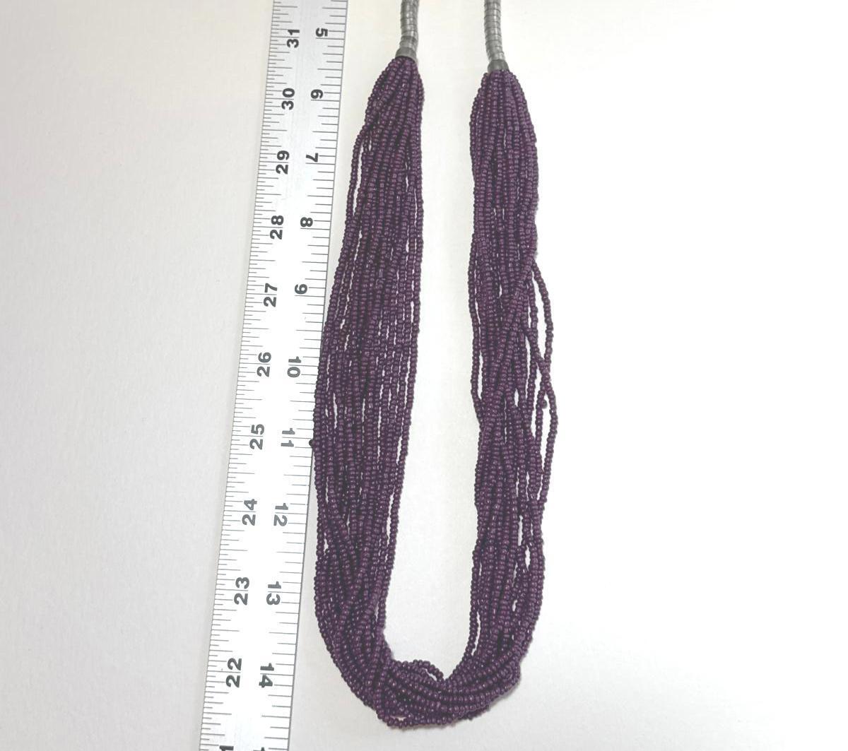 Boho Multi-Strand Purple Beaded Necklace – Layered Tribal Jewelry