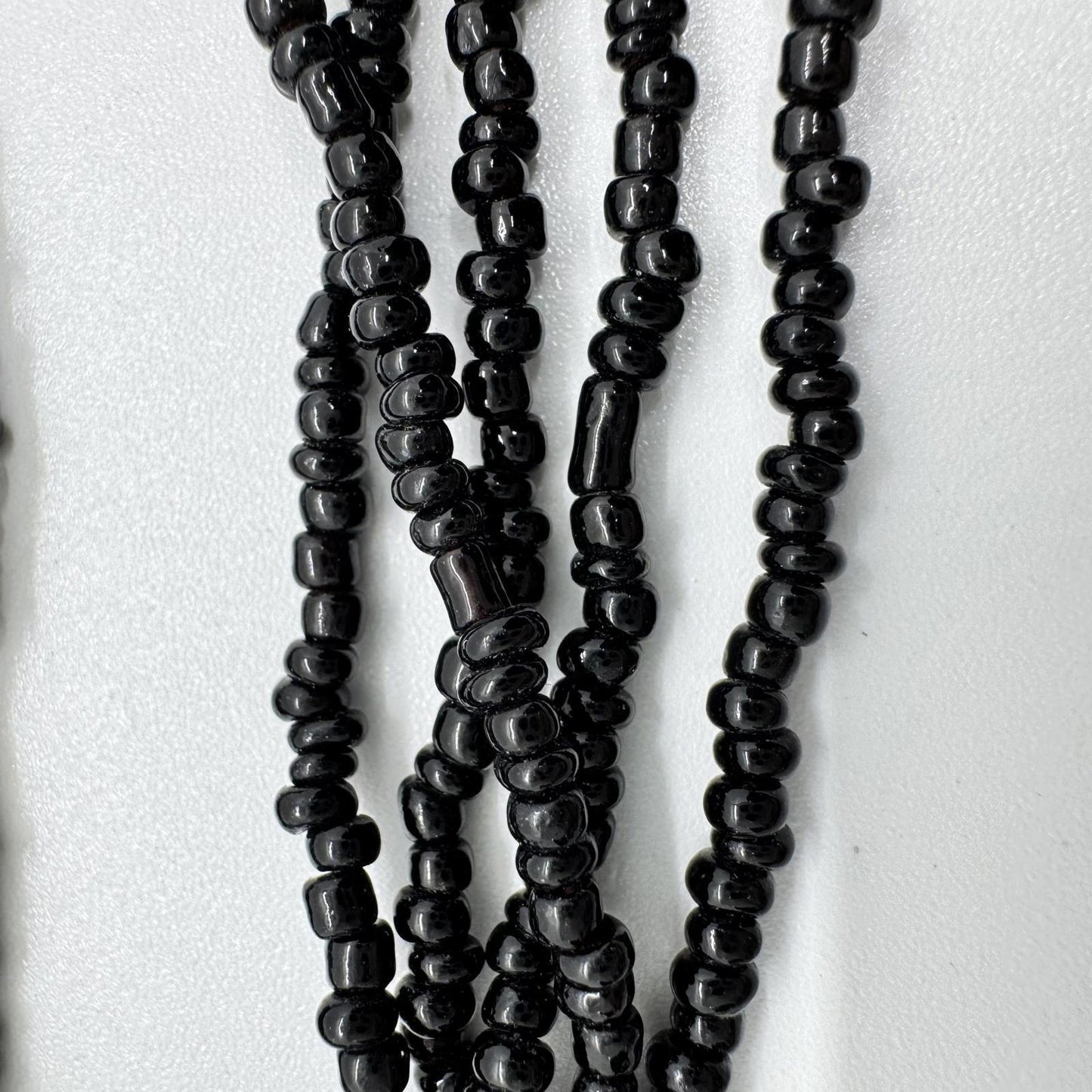 Silver-Tone Black Beaded Multi-Strand Necklace – Statement Pendant Jewelry