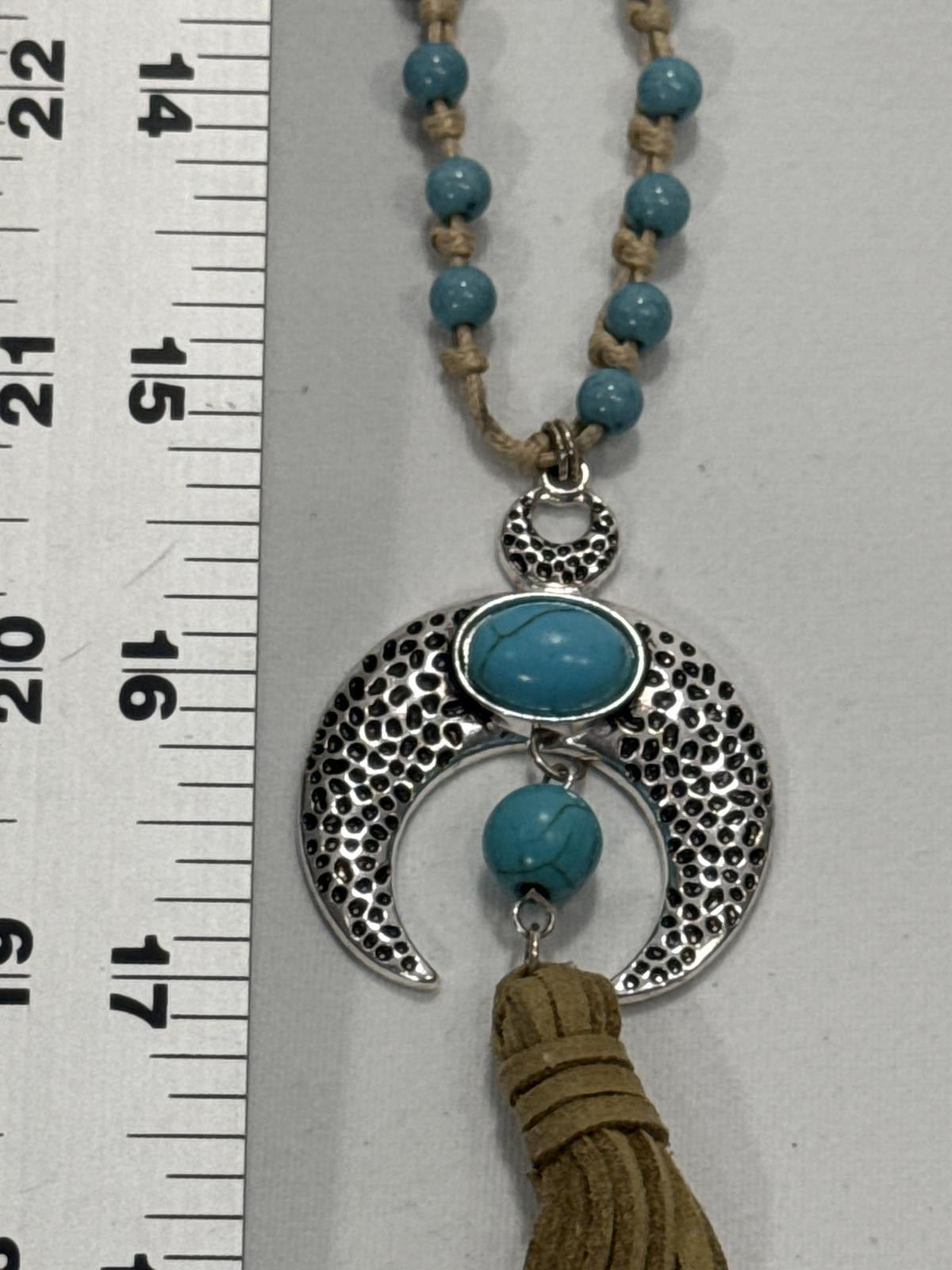 Stylish Turquoise Color Tassel Necklace BoHo Style