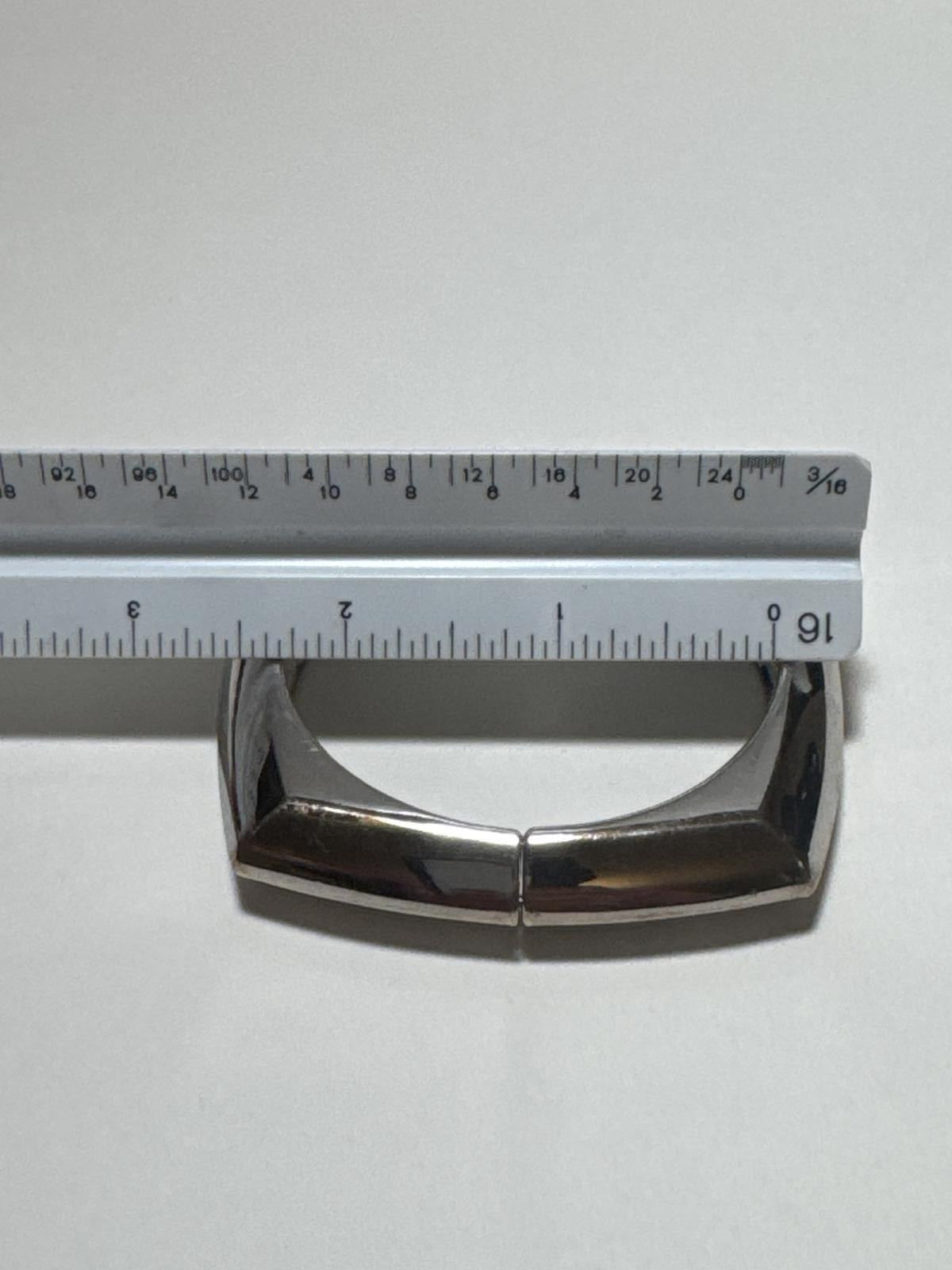 Stylish Silver Tone Bangle Bracelet Square Vintage Retro Design, 80's Glam
