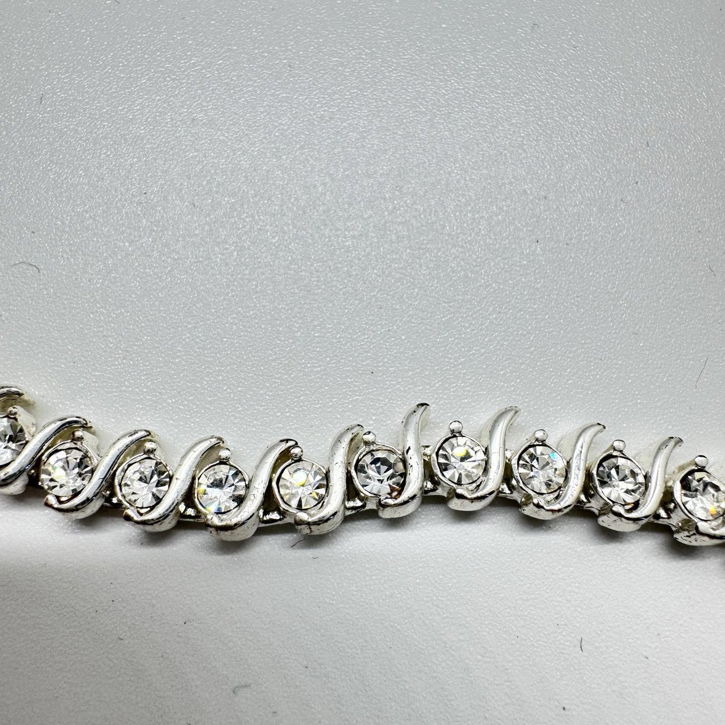 Elegant Silver-Tone Rhinestone Tennis Bracelet – Classic & Timeless Sparkle