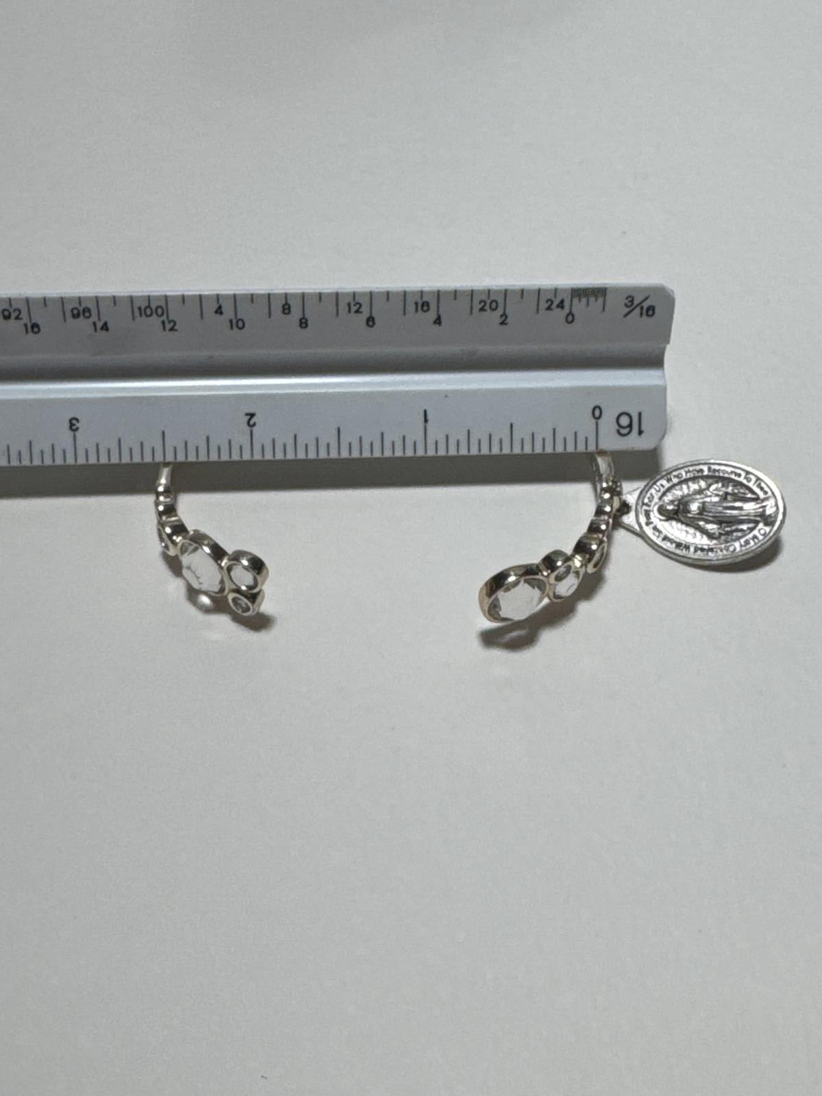 Elegant Silver Tone Charm Bracelet with Mary Religious Pendant Charm