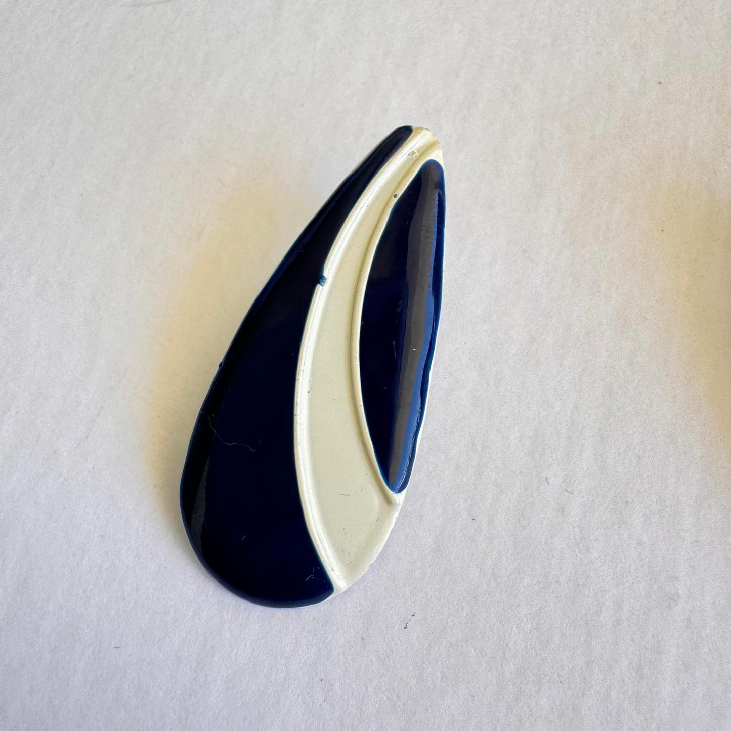 Vintage Elegant Navy and White Drop Enamel Earrings